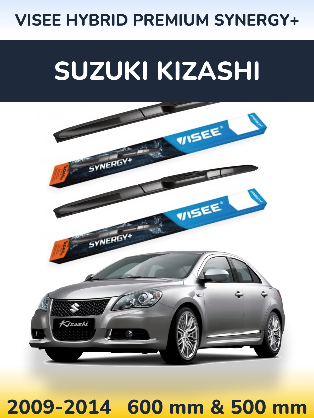Sada předních stěračů VISEE HYBRID PREMIUM SYNERGY+ 600 a 500 mm pro Suzuki Kizashi 2009-2014