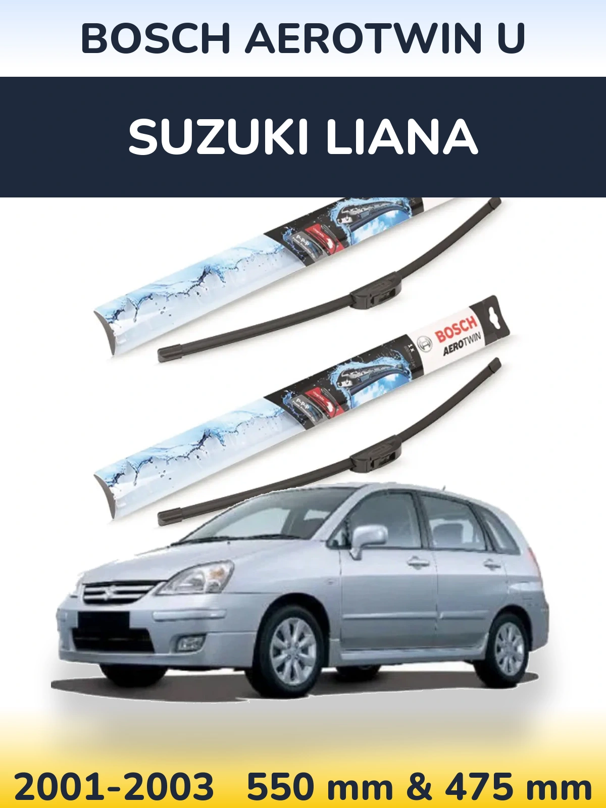 Комплект передніх щіток BOSCH AeroTwin U 550 & 475 мм для Suzuki Liana 2001-2003
