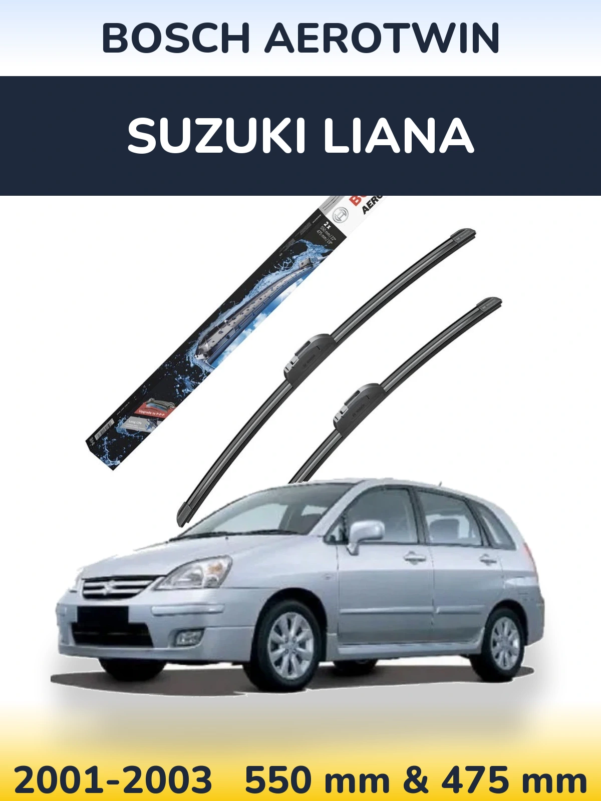 Комплект передніх щіток BOSCH AeroTwin 550 & 475 мм для Suzuki Liana 2001-2003