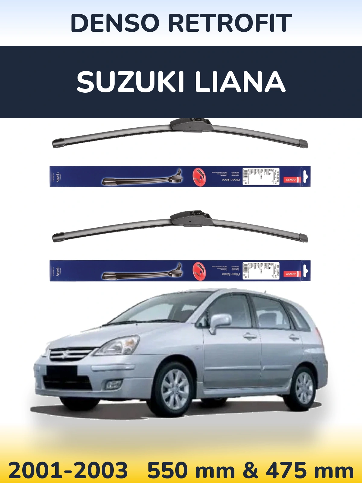 Комплект передніх щіток Denso Retrofit 550 & 475 мм для Suzuki Liana 2001-2003