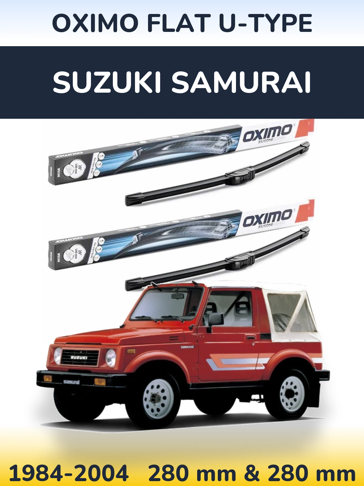 Sada předních stěračů Oximo Flat U-type 300 a 300 mm pro Suzuki Samurai 1984-2004