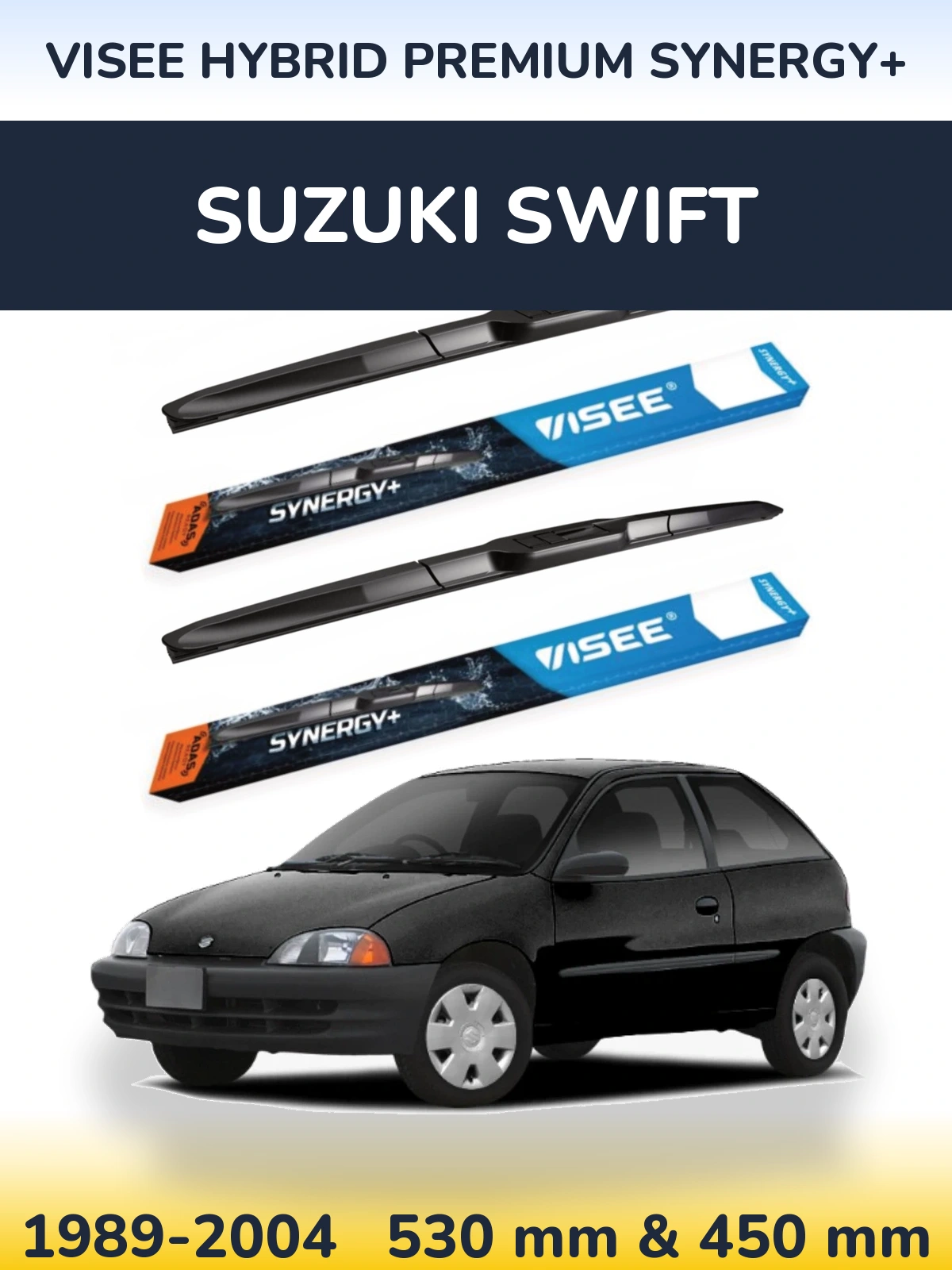 Sada předních stěračů VISEE HYBRID PREMIUM SYNERGY+ 530 a 450 mm pro Suzuki Swift 1989-2004