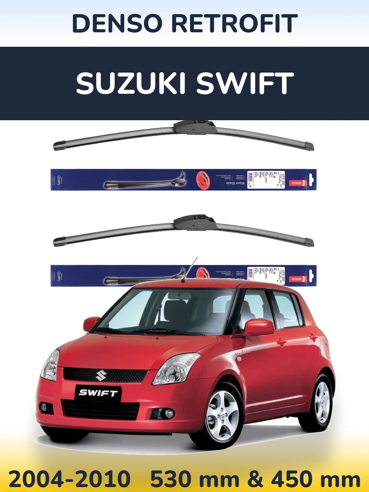 Sada předních stěračů Denso Retrofit 530 a 450 mm pro Suzuki Swift 2004-2010