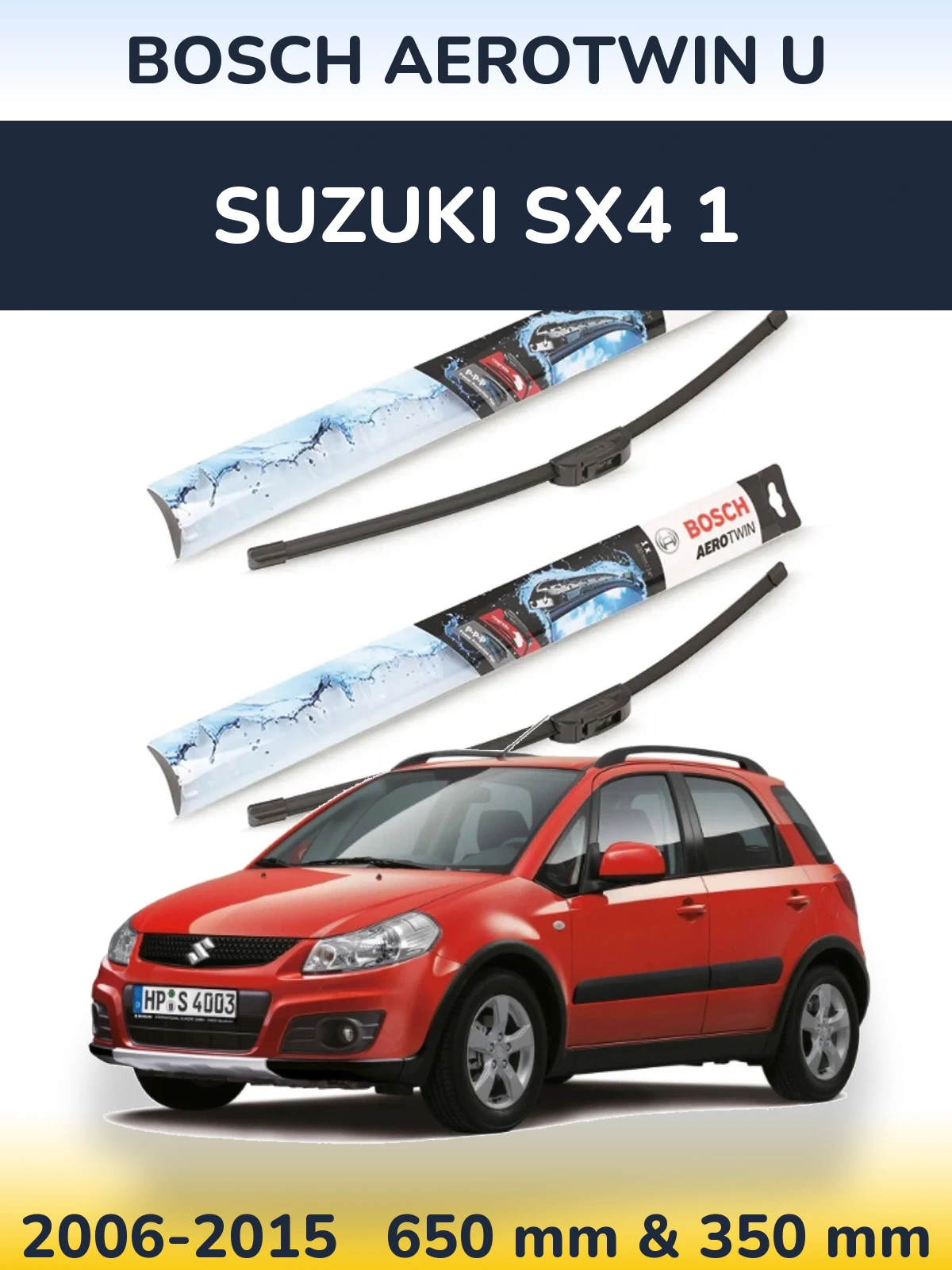 Sada předních stěračů BOSCH AeroTwin U 650 a 350 mm pro Suzuki SX4 1 2006-2015