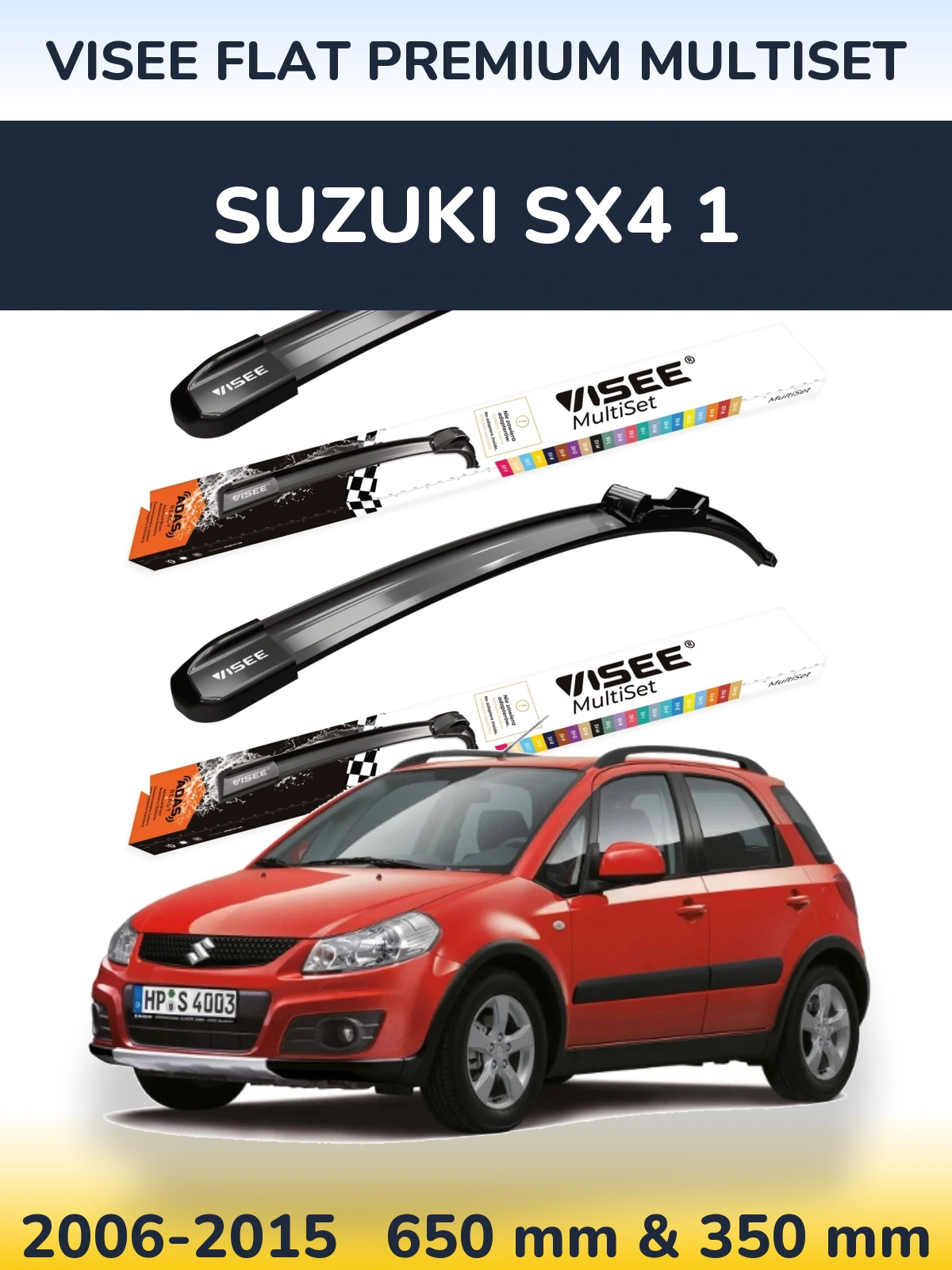Sada předních stěračů VISEE FLAT PREMIUM MultiSet 650 a 350 mm pro Suzuki SX4 1 2006-2015