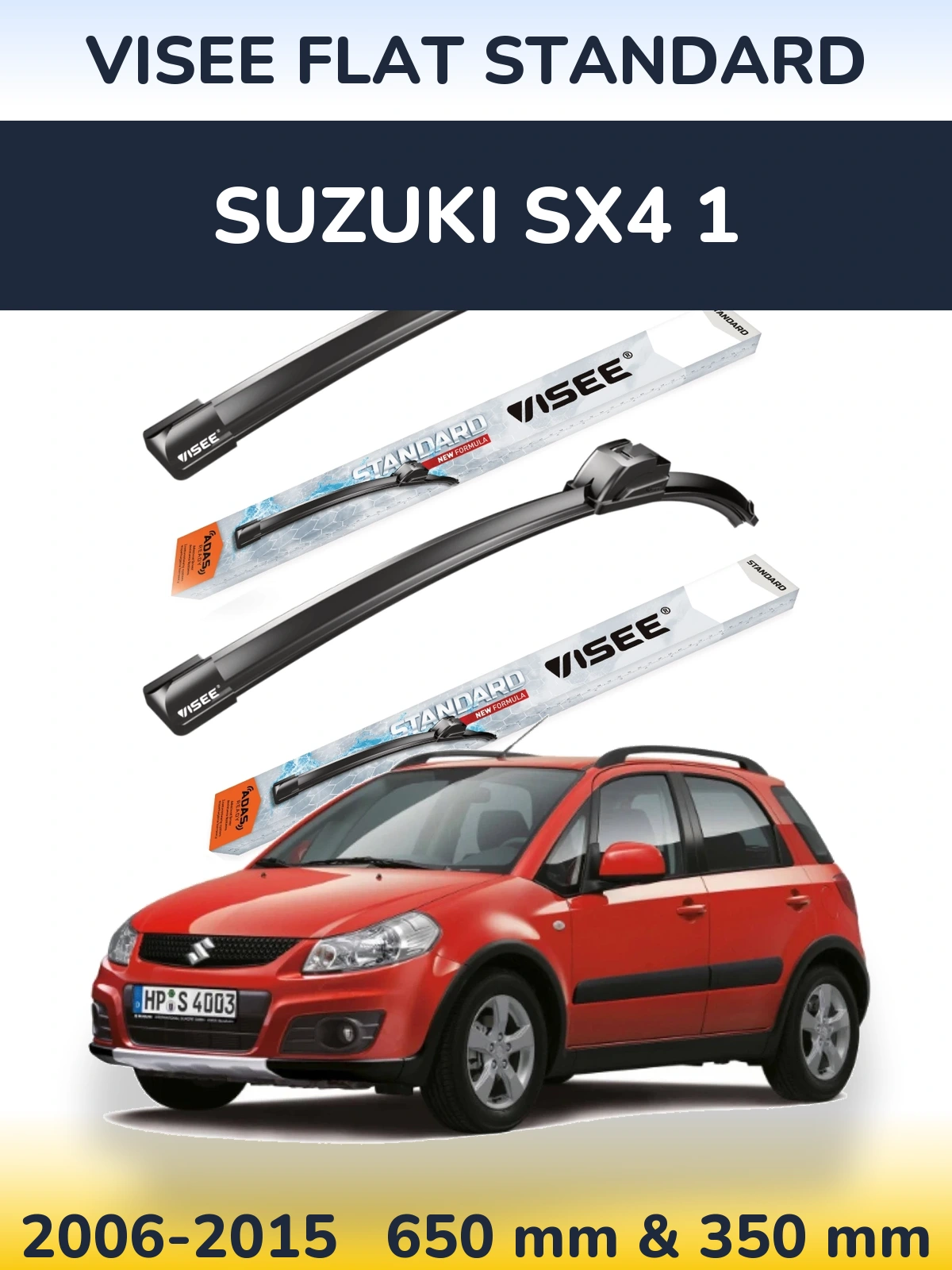 Sada předních stěračů VISEE FLAT STANDARD 650 a 350 mm pro Suzuki SX4 1 2006-2015