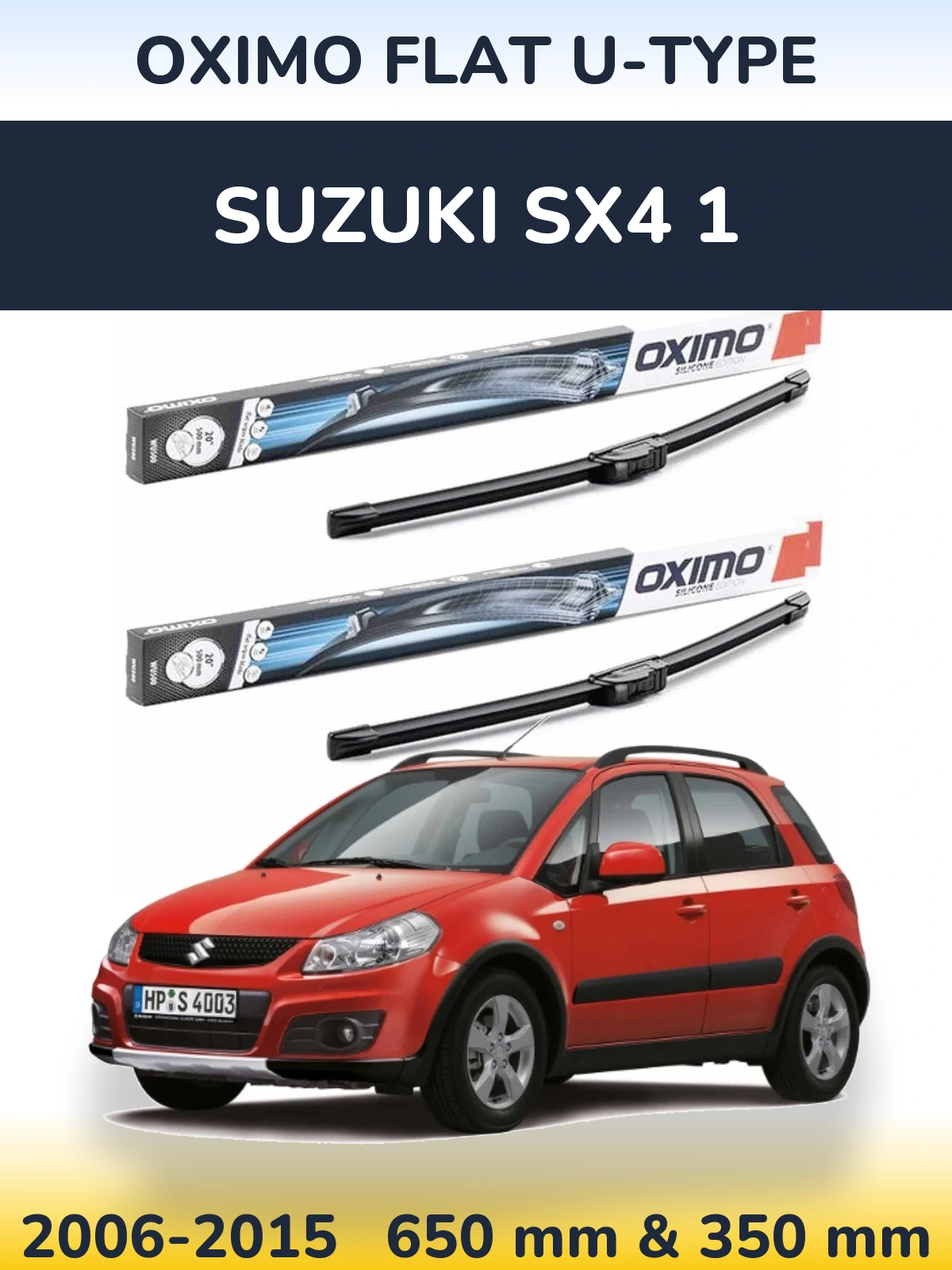 Sada předních stěračů Oximo Flat U-type 650 a 350 mm pro Suzuki SX4 1 2006-2015