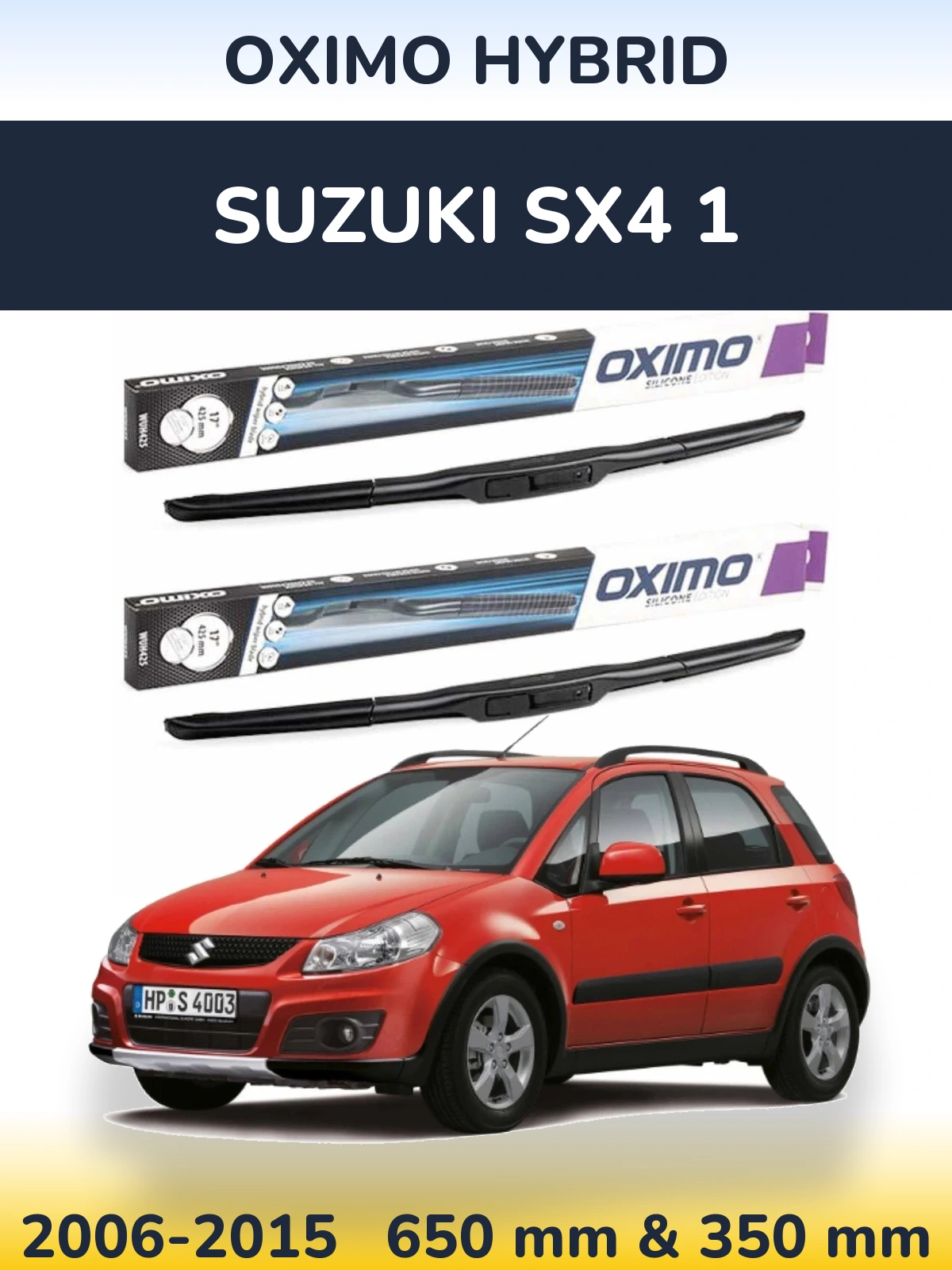 Sada předních stěračů Oximo Hybrid 650 a 350 mm pro Suzuki SX4 1 2006-2015