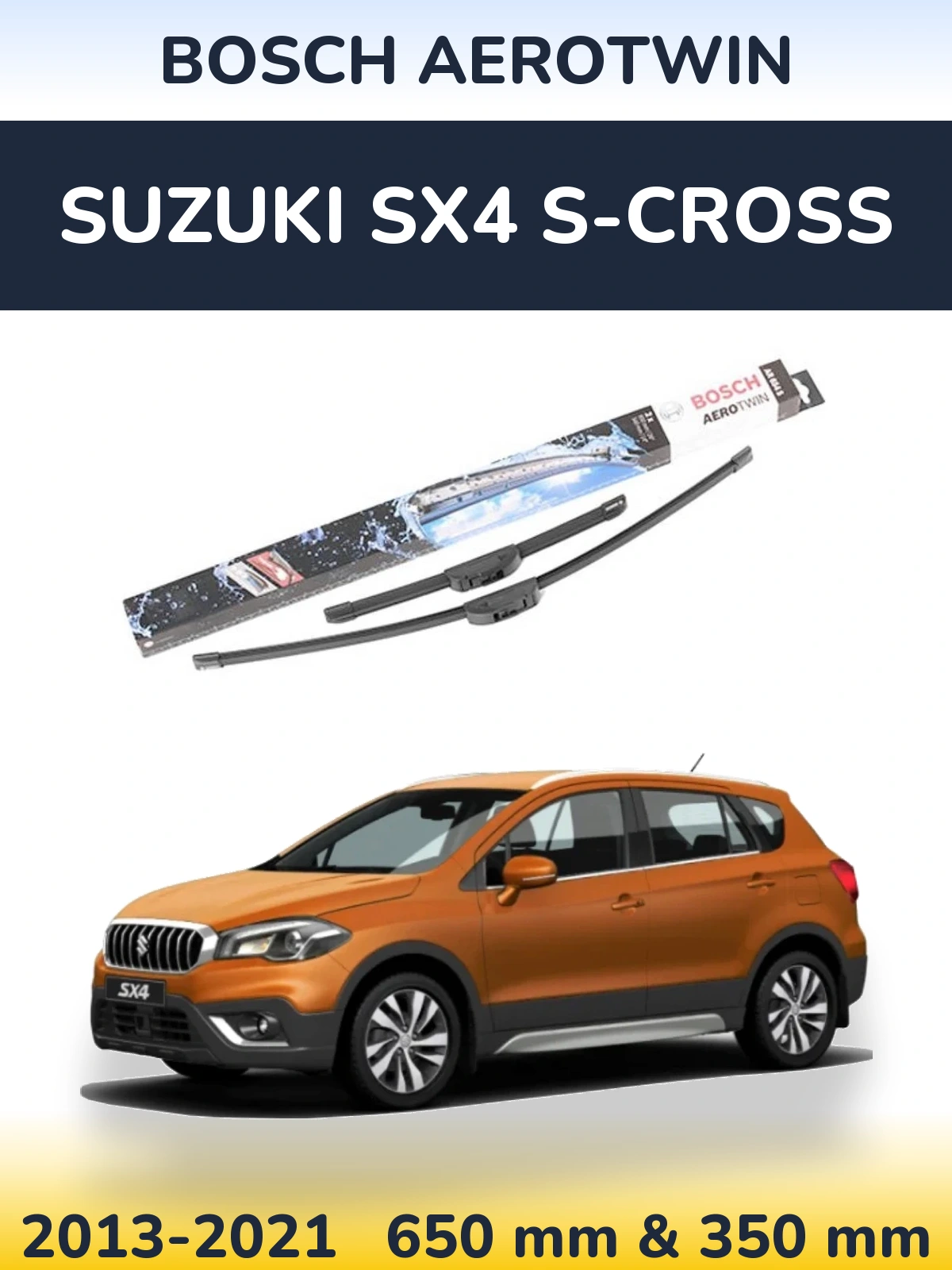 Sada předních stěračů BOSCH AeroTwin 650 a 350 mm pro Suzuki SX4 S-Cross 2013-2021