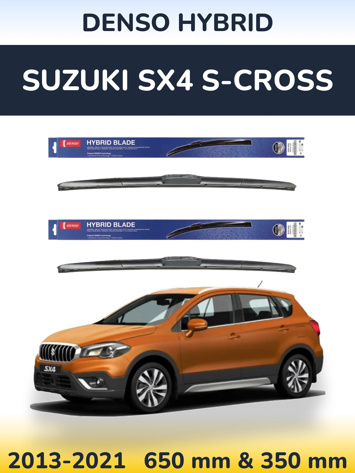 Sada předních stěračů Denso Hybrid 650 a 350 mm pro Suzuki SX4 S-Cross 2013-2021