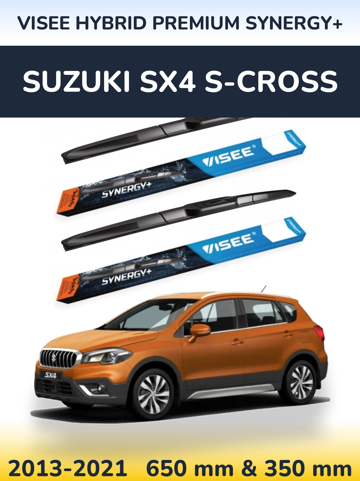 Sada předních stěračů VISEE HYBRID PREMIUM SYNERGY+ 650 a 350 mm pro Suzuki SX4 S-Cross 2013-2021