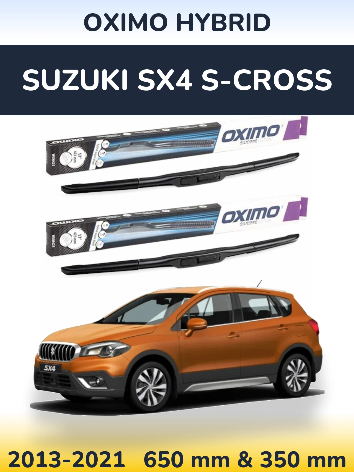 Sada předních stěračů Oximo Hybrid 650 a 350 mm pro Suzuki SX4 S-Cross 2013-2021