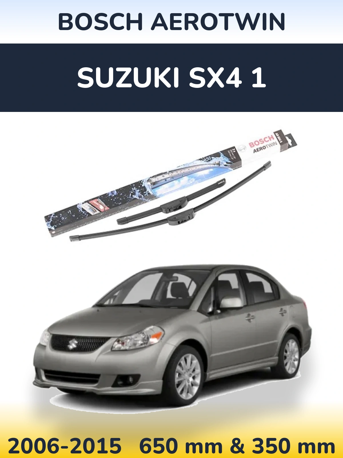 Sada předních stěračů BOSCH AeroTwin 650 a 350 mm pro Suzuki SX4 1 2006-2015