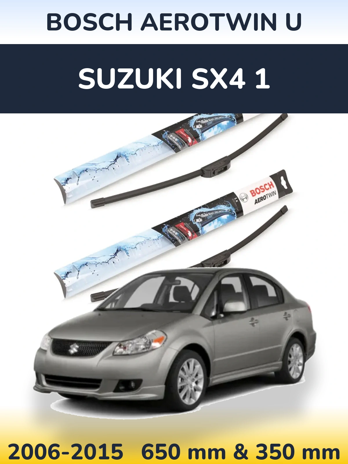 Sada předních stěračů BOSCH AeroTwin U 650 a 350 mm pro Suzuki SX4 1 2006-2015