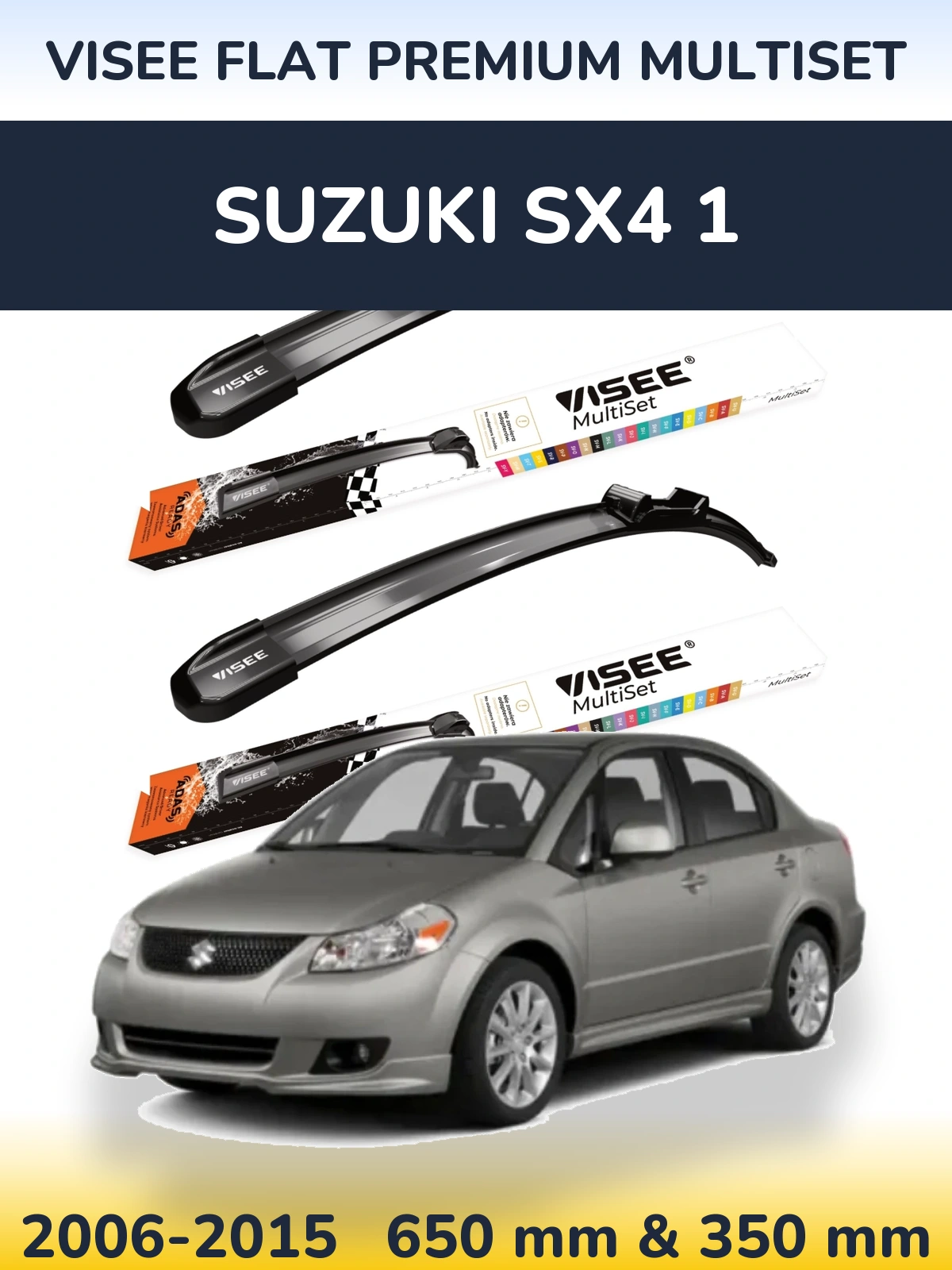 Sada předních stěračů VISEE FLAT PREMIUM MultiSet 650 a 350 mm pro Suzuki SX4 1 2006-2015