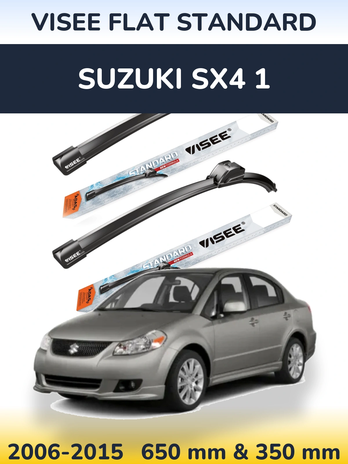 Sada předních stěračů VISEE FLAT STANDARD 650 a 350 mm pro Suzuki SX4 1 2006-2015