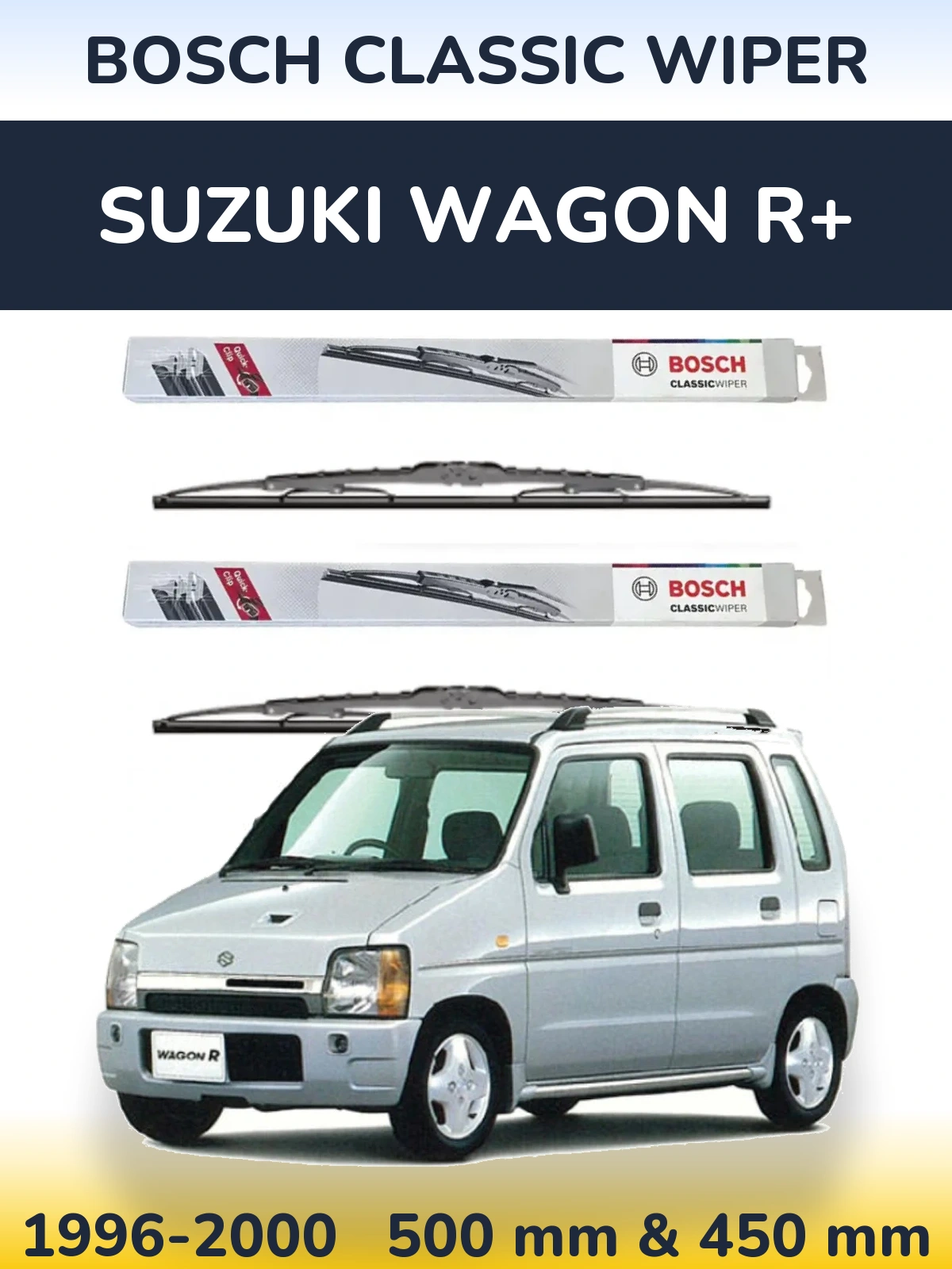 Sada předních stěračů BOSCH Classic Wiper 500 a 450 mm pro Suzuki Wagon R+ 1996-2000