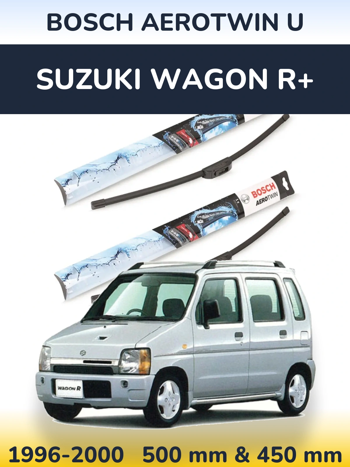 Sada předních stěračů BOSCH AeroTwin U 500 a 450 mm pro Suzuki Wagon R+ 1996-2000