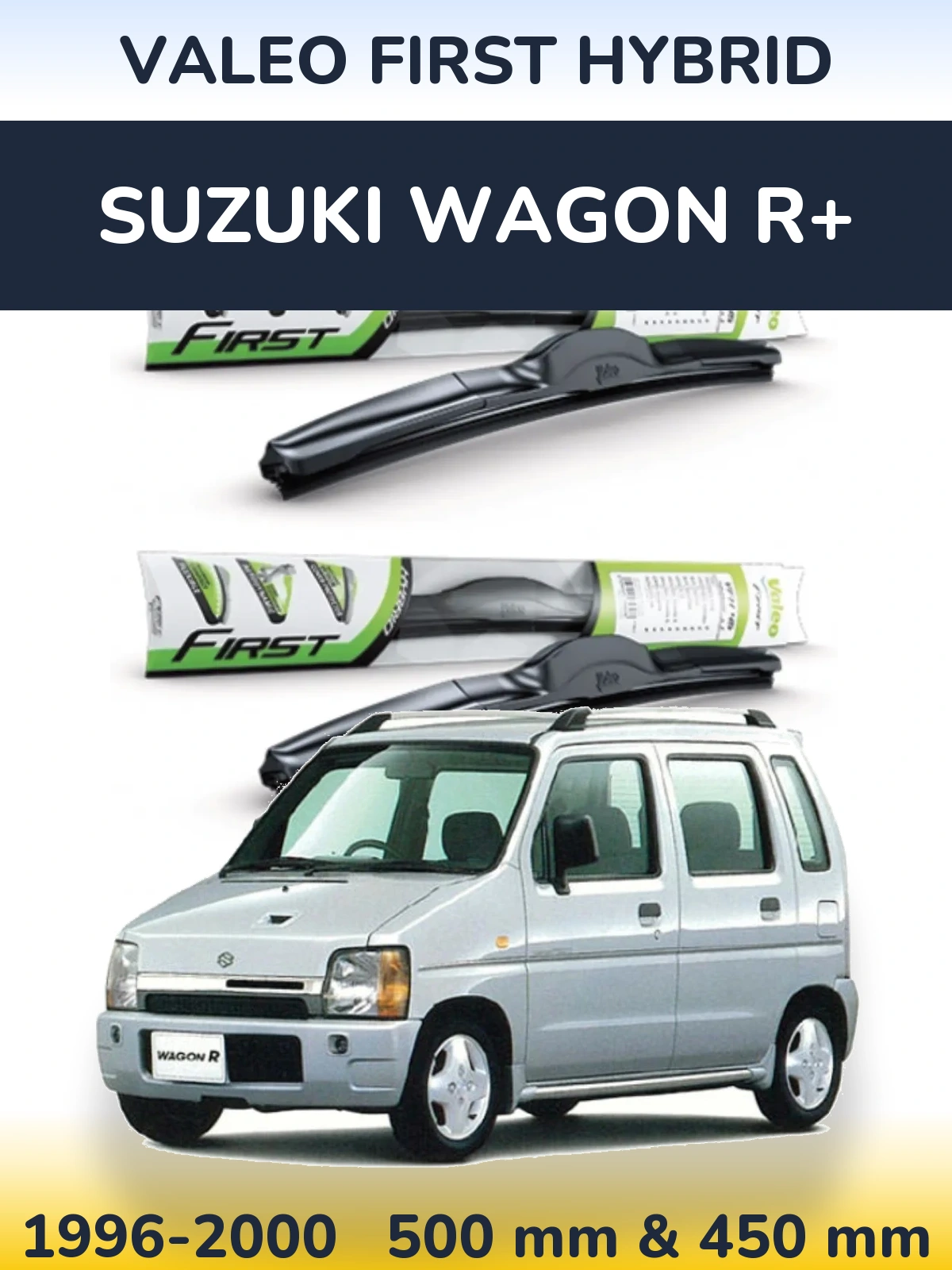 Sada předních stěračů Valeo First Hybrid 500 a 450 mm pro Suzuki Wagon R+ 1996-2000