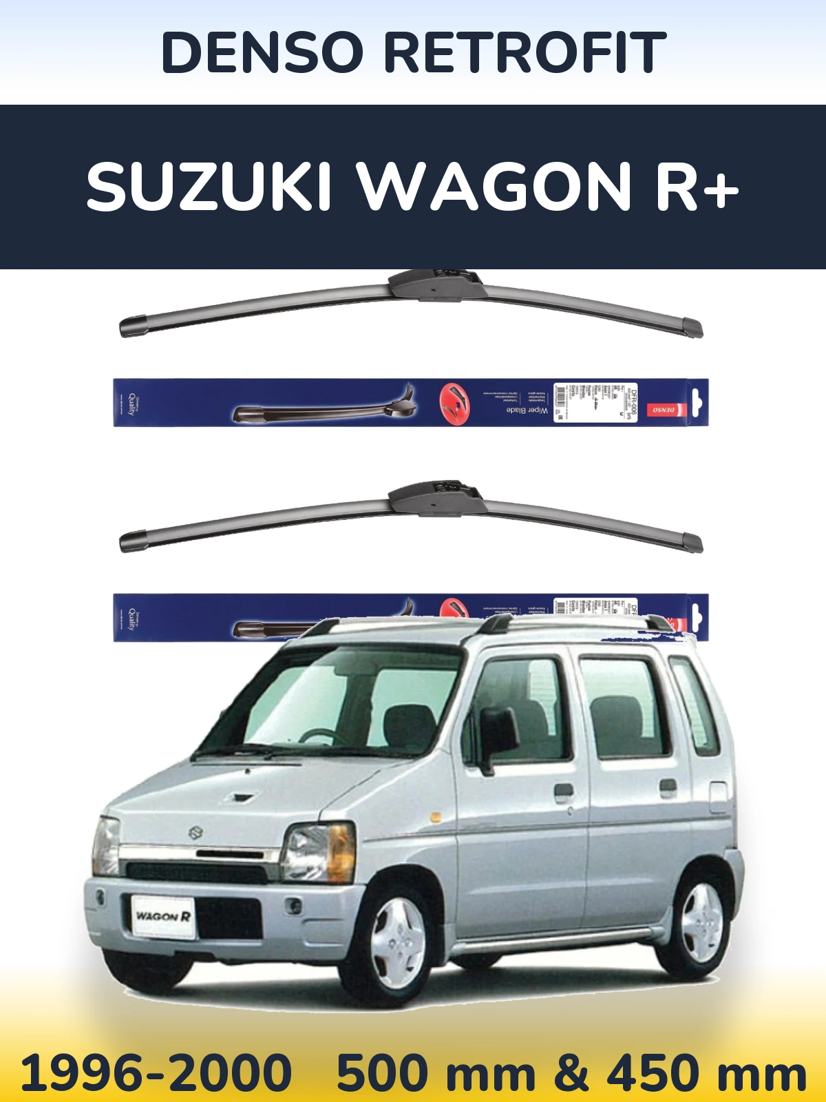 Sada předních stěračů Denso Retrofit 500 a 450 mm pro Suzuki Wagon R+ 1996-2000