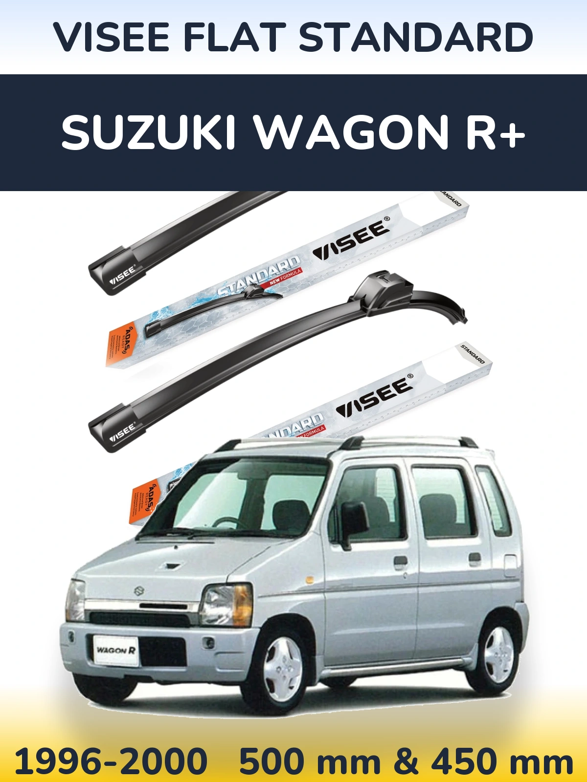 Sada předních stěračů VISEE FLAT STANDARD 500 a 450 mm pro Suzuki Wagon R+ 1996-2000