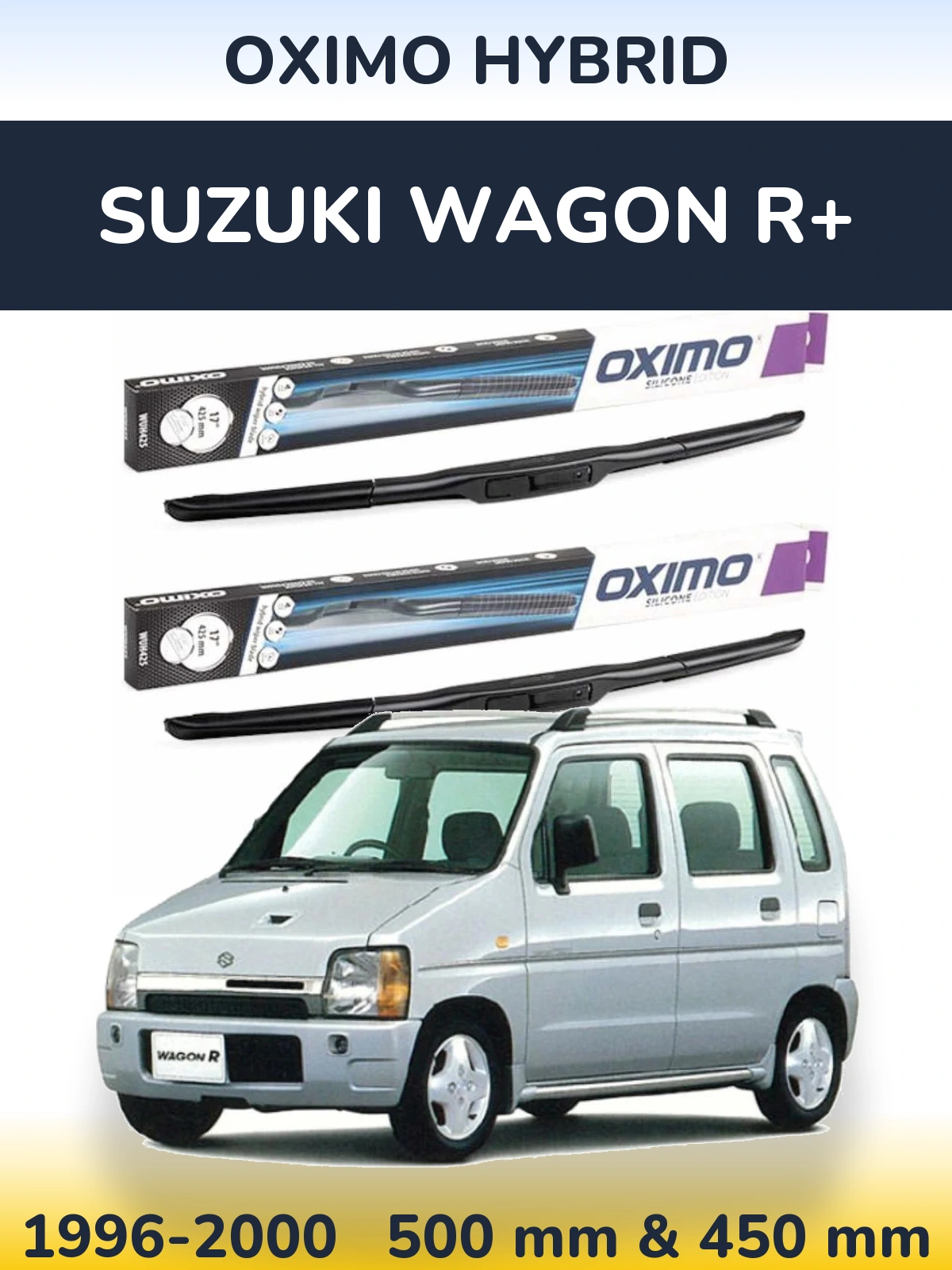 Sada předních stěračů Oximo Hybrid 500 a 450 mm pro Suzuki Wagon R+ 1996-2000