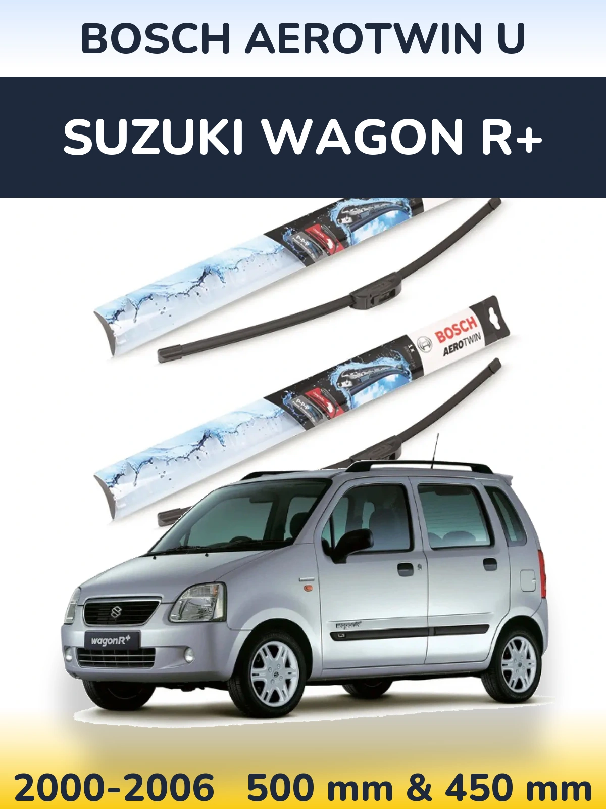 Sada předních stěračů BOSCH AeroTwin U 500 a 450 mm pro Suzuki Wagon R+ 2000-2006