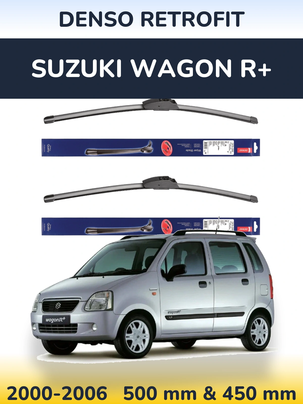 Sada předních stěračů Denso Retrofit 500 a 450 mm pro Suzuki Wagon R+ 2000-2006