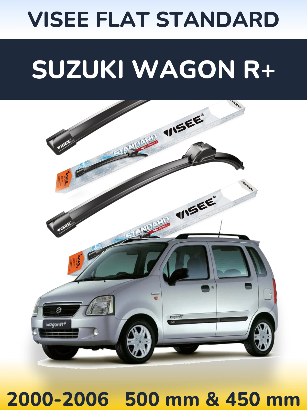 Sada předních stěračů VISEE FLAT STANDARD 500 a 450 mm pro Suzuki Wagon R+ 2000-2006