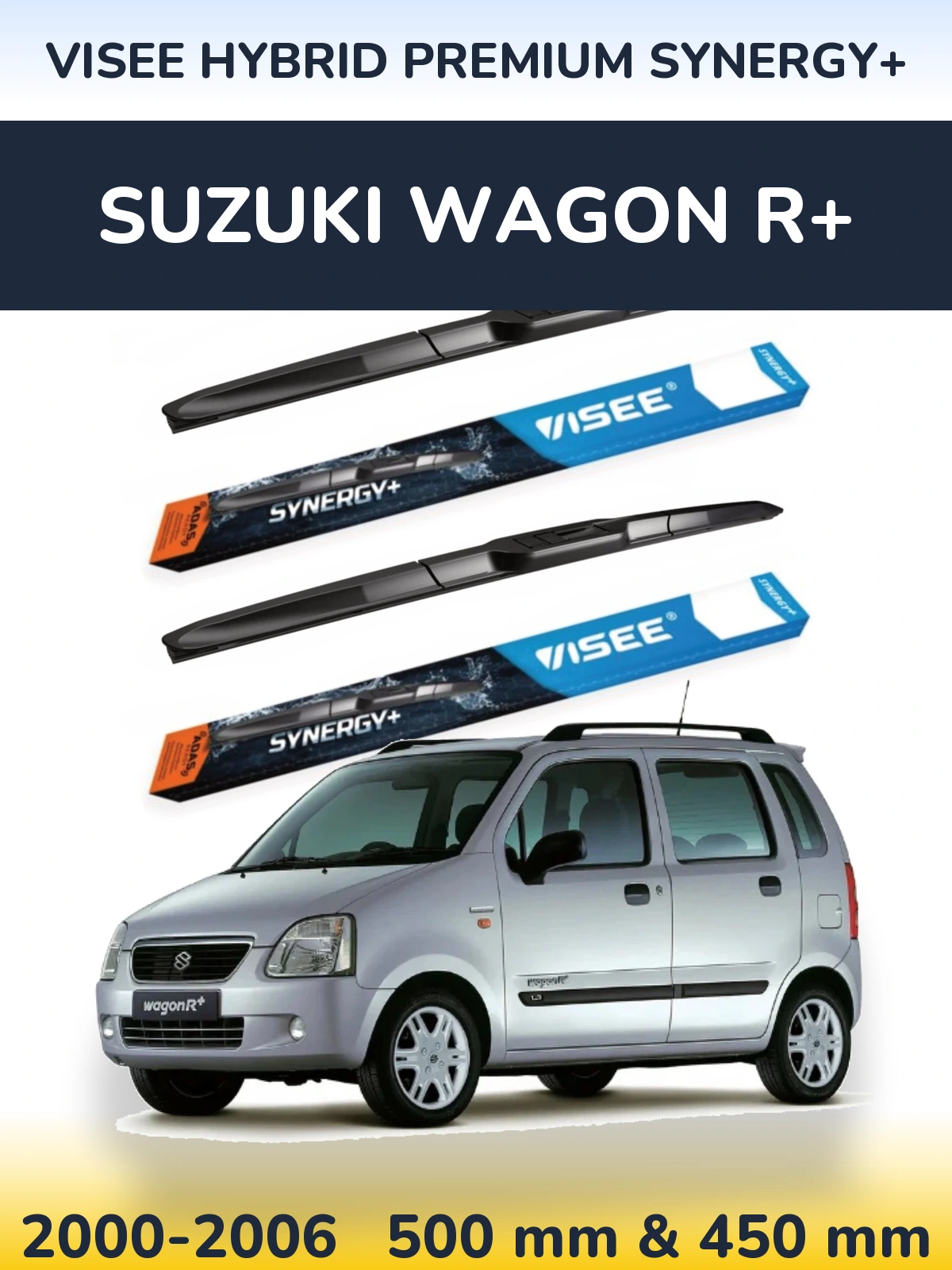 Sada předních stěračů VISEE HYBRID PREMIUM SYNERGY+ 500 a 450 mm pro Suzuki Wagon R+ 2000-2006