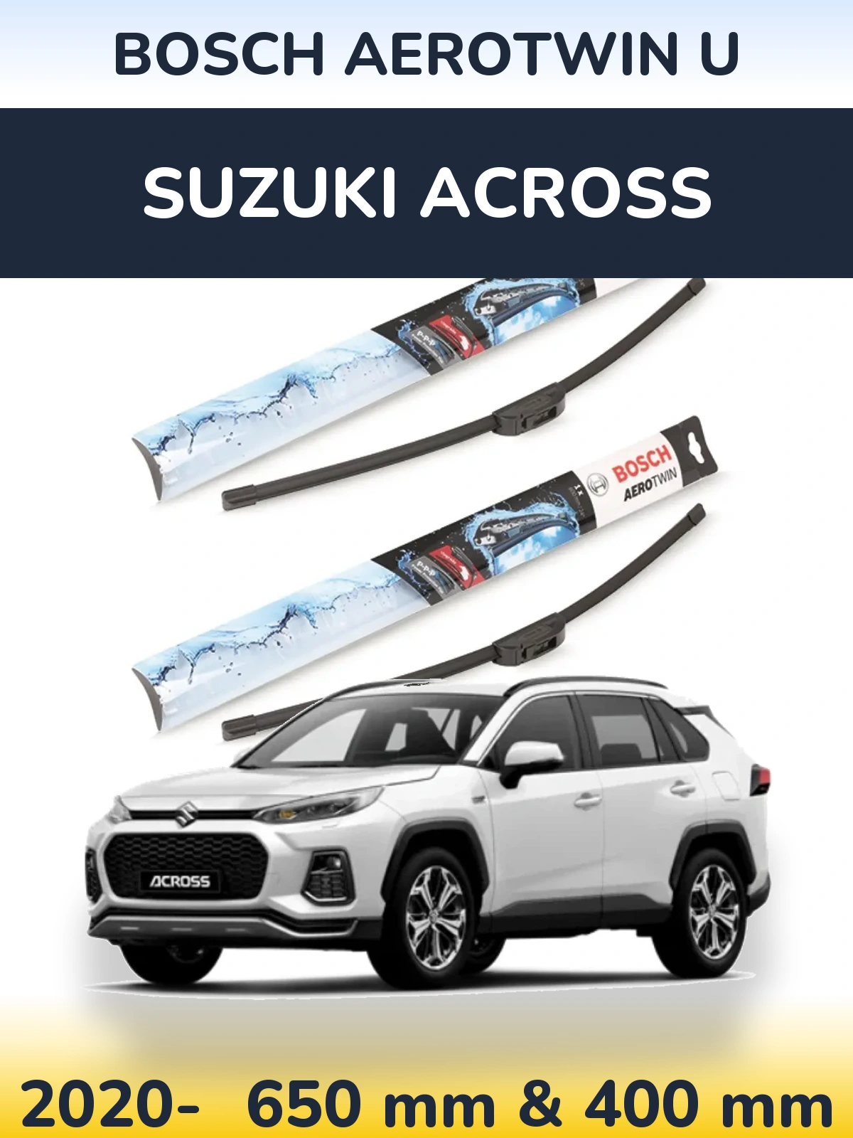 Sada předních stěračů BOSCH AeroTwin U 650 a 400 mm pro Suzuki Across 2020-2026
