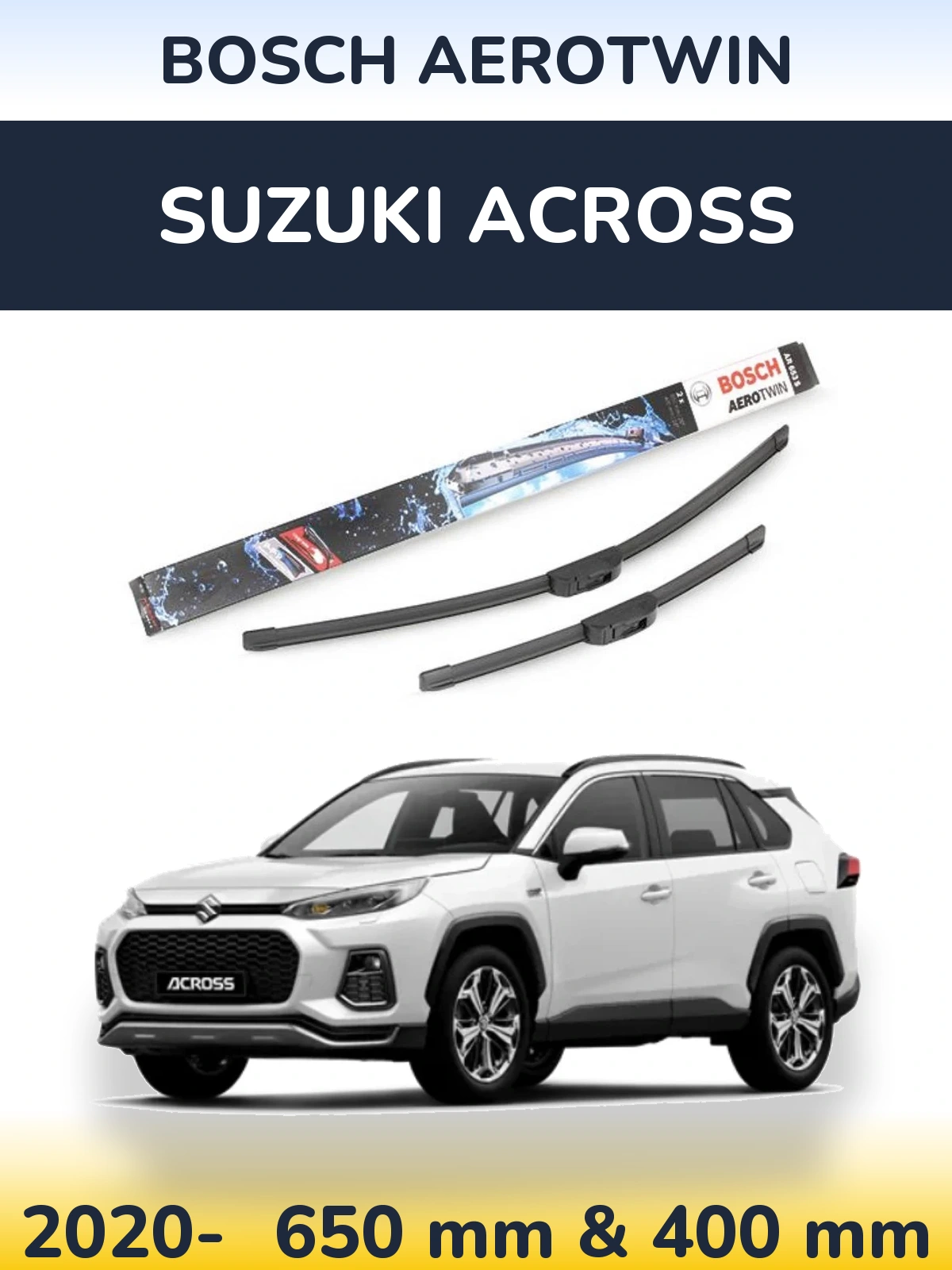 Sada předních stěračů BOSCH AeroTwin 650 a 400 mm pro Suzuki Across 2020-2026