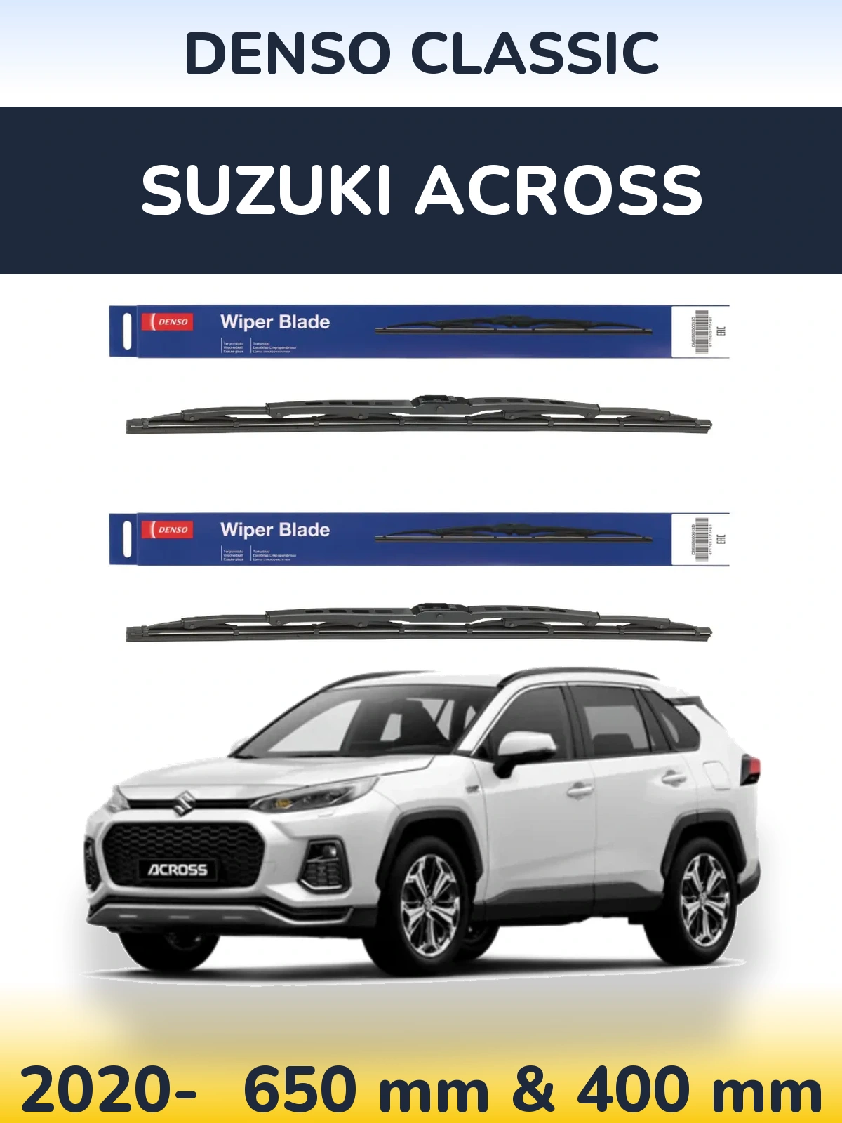 Sada předních stěračů Denso Classic 650 a 400 mm pro Suzuki Across 2020-2026