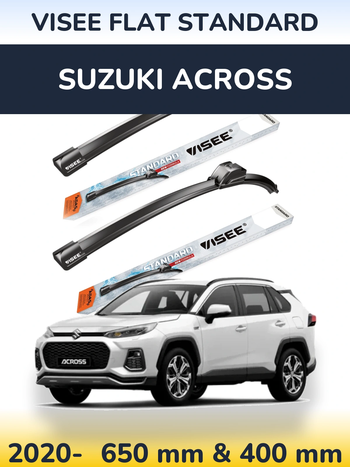 Sada předních stěračů VISEE FLAT STANDARD 650 a 400 mm pro Suzuki Across 2020-2026