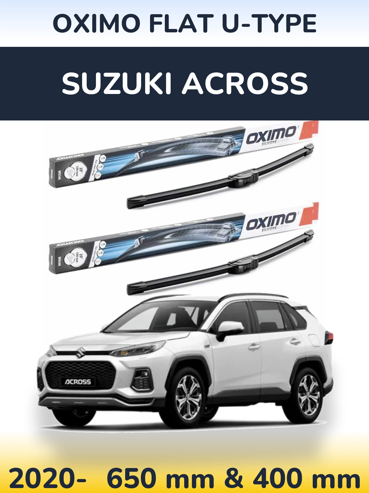 Sada předních stěračů Oximo Flat U-type 650 a 400 mm pro Suzuki Across 2020-2026