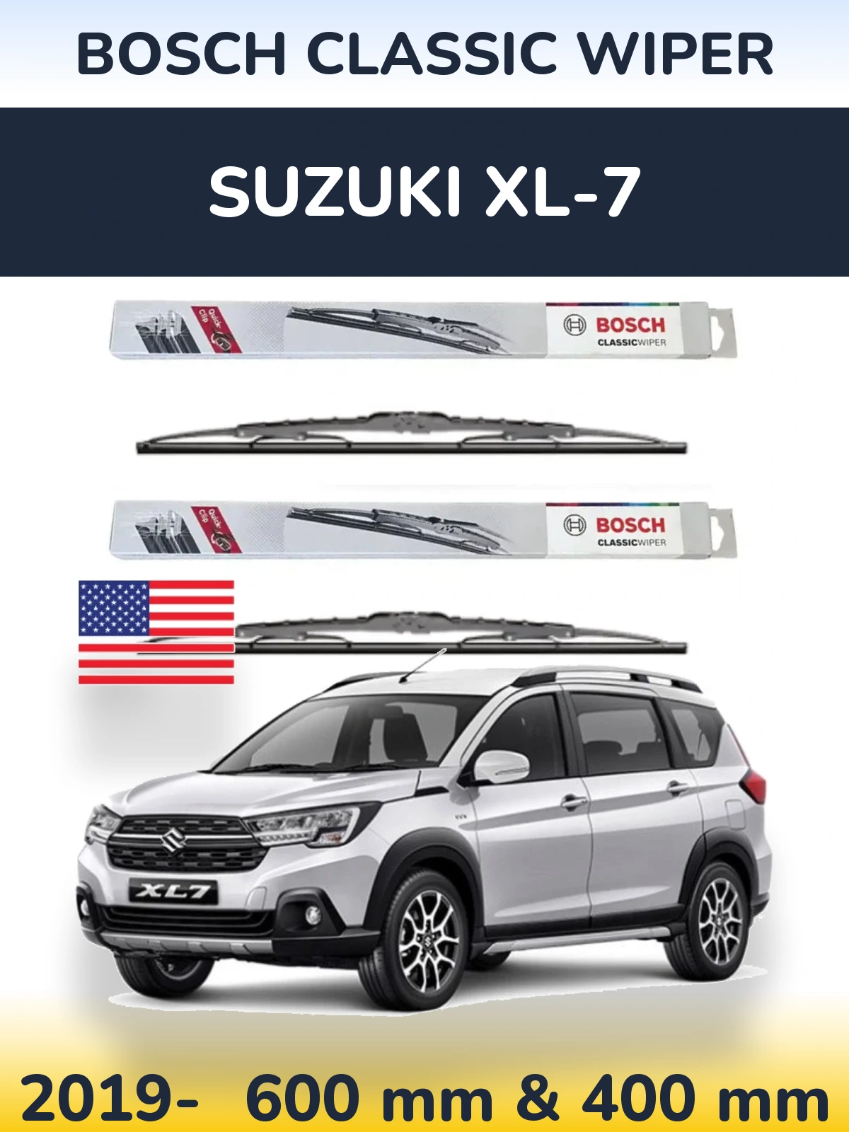 Sada předních stěračů BOSCH Classic Wiper 600 a 400 mm pro Suzuki XL-7 2019-2026