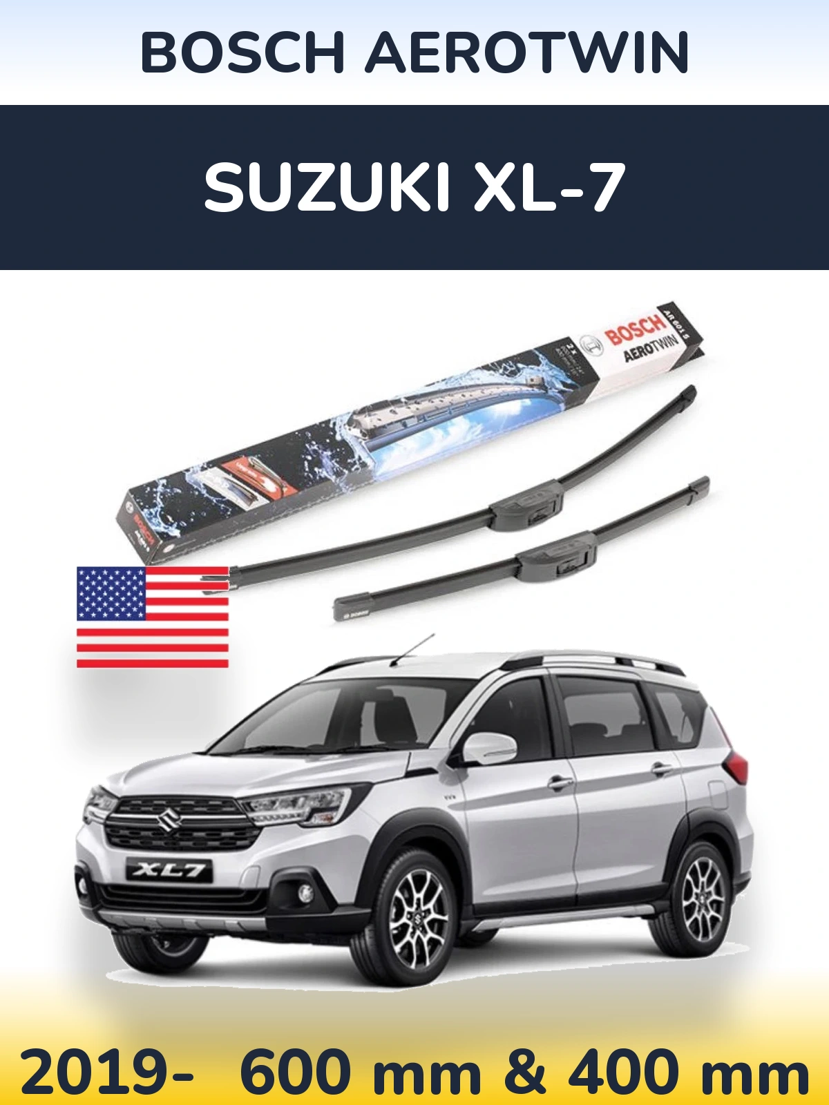 Sada předních stěračů BOSCH AeroTwin 600 a 400 mm pro Suzuki XL-7 2019-2026