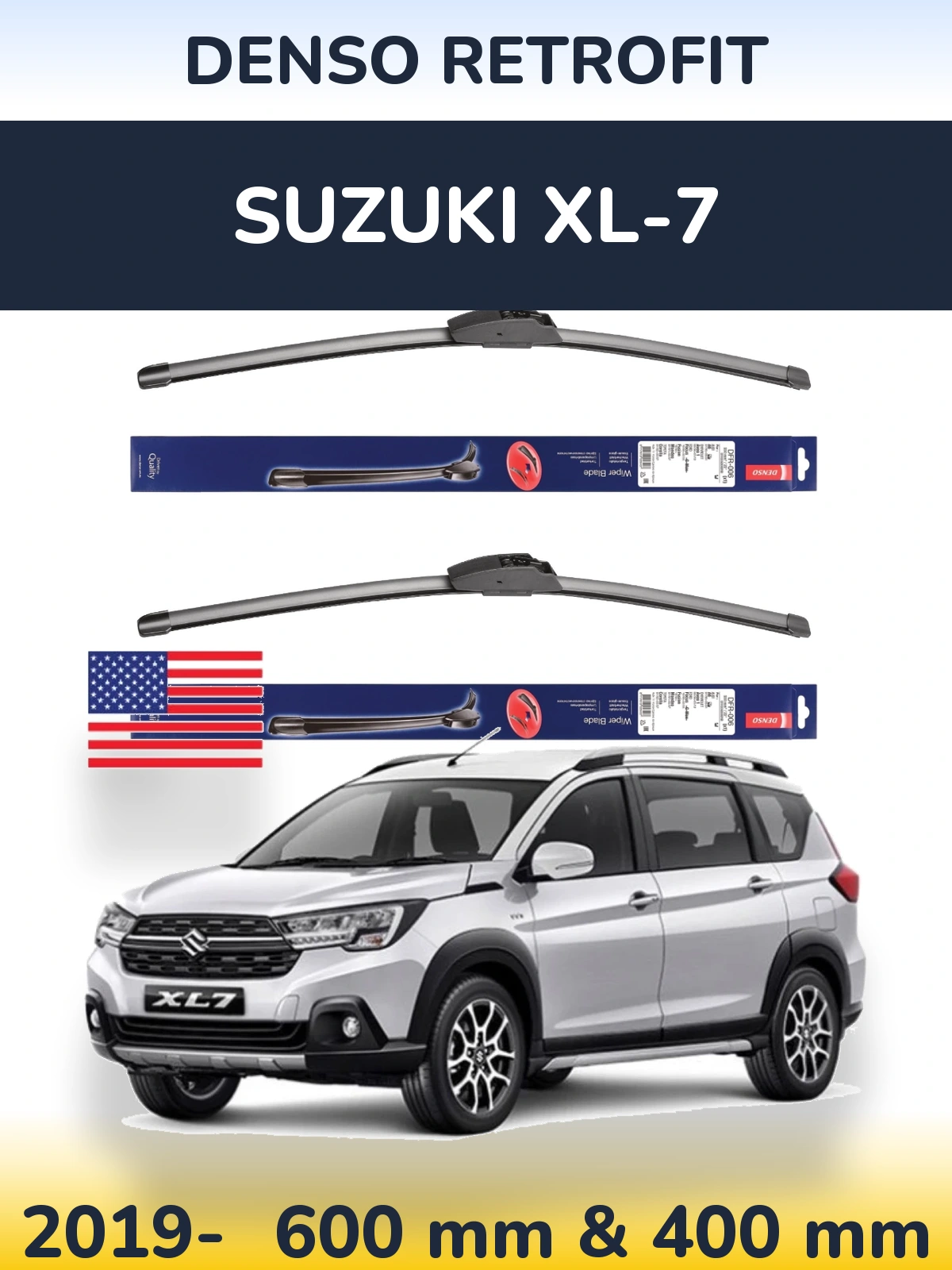 Комплект передніх щіток Denso Retrofit 600 & 400 мм для Suzuki XL-7 2019-2026