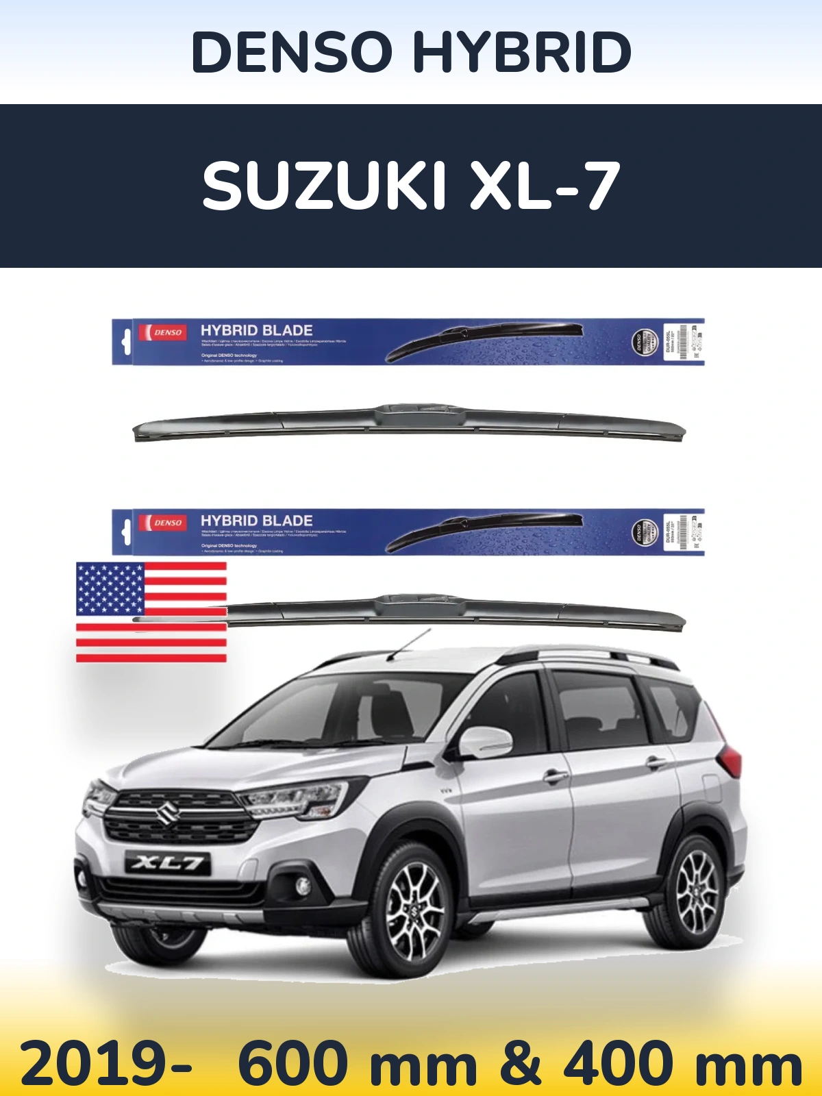 Комплект передніх щіток Denso Hybrid 600 & 400 мм для Suzuki XL-7 2019-2026