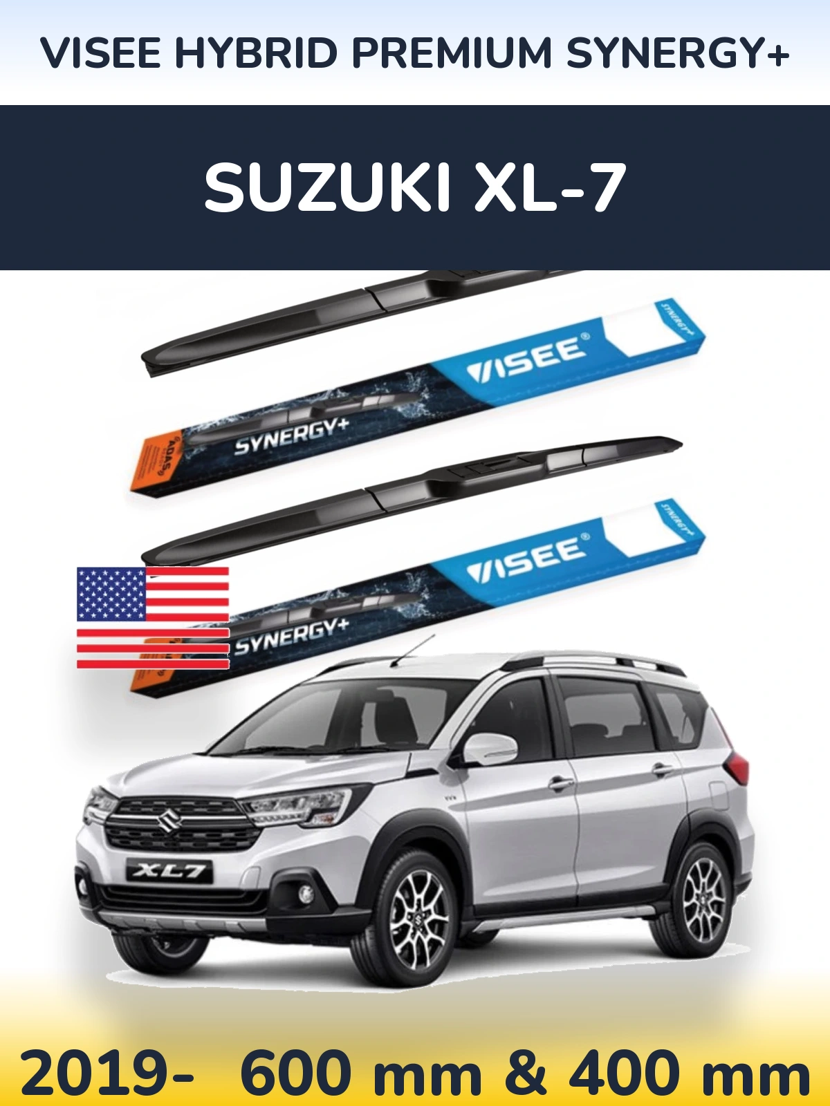 Sada předních stěračů VISEE HYBRID PREMIUM SYNERGY+ 600 a 400 mm pro Suzuki XL-7 2019-2026