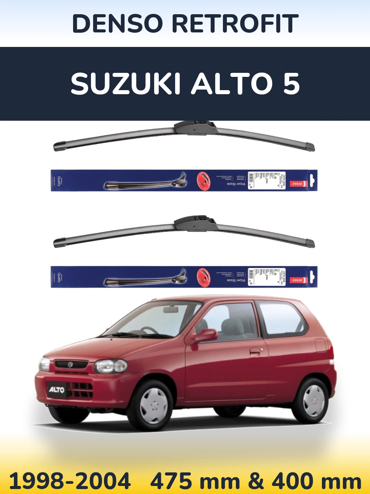 Sada předních stěračů Denso Retrofit 475 a 400 mm pro Suzuki Alto 5 1998-2004