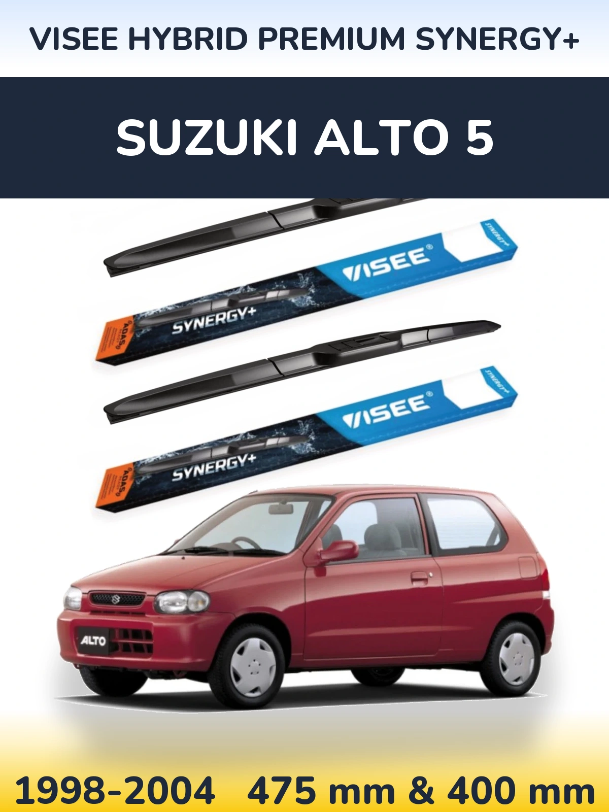 Sada předních stěračů VISEE HYBRID PREMIUM SYNERGY+ 475 a 400 mm pro Suzuki Alto 5 1998-2004