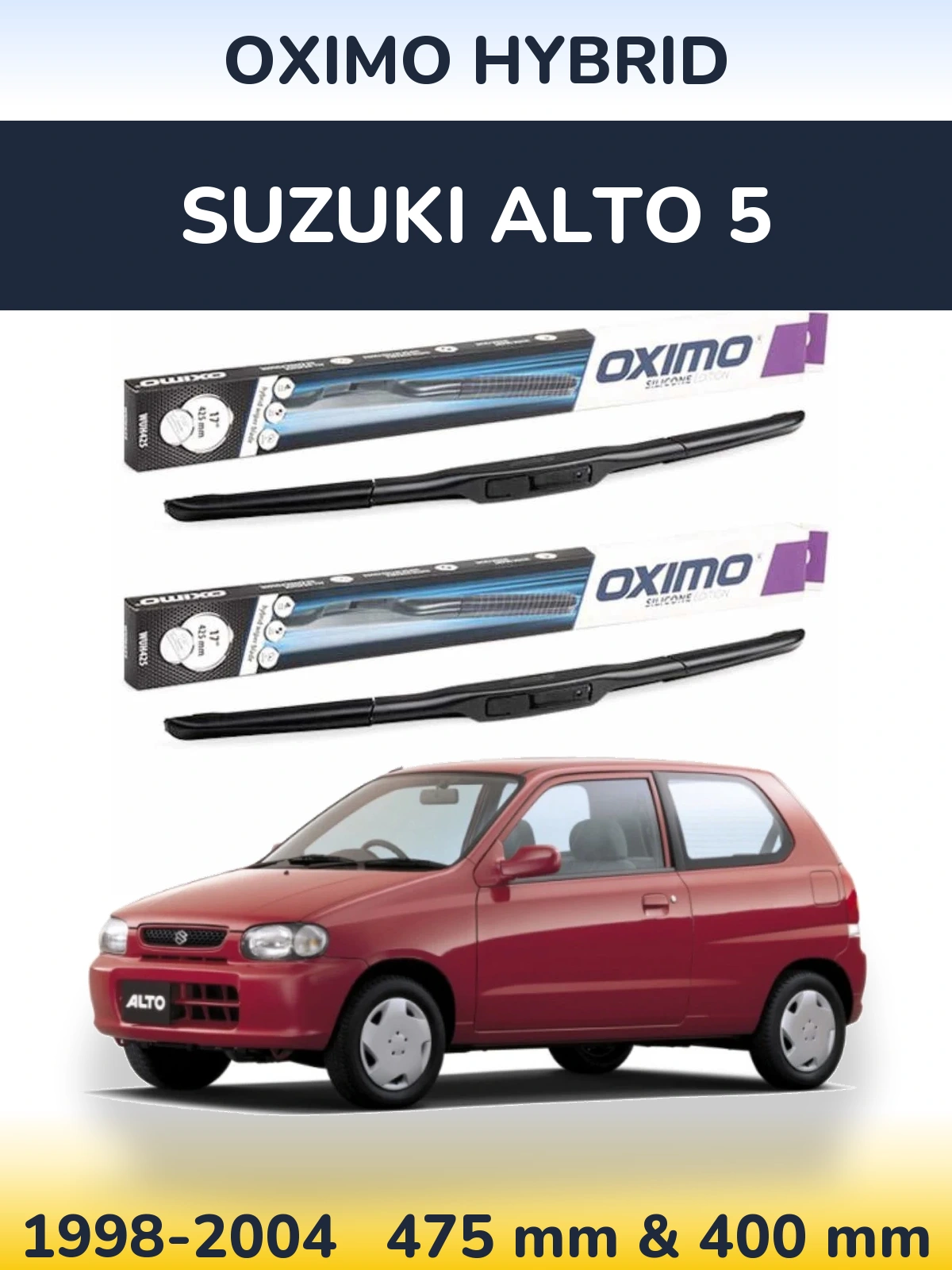 Sada předních stěračů Oximo Hybrid 475 a 400 mm pro Suzuki Alto 5 1998-2004