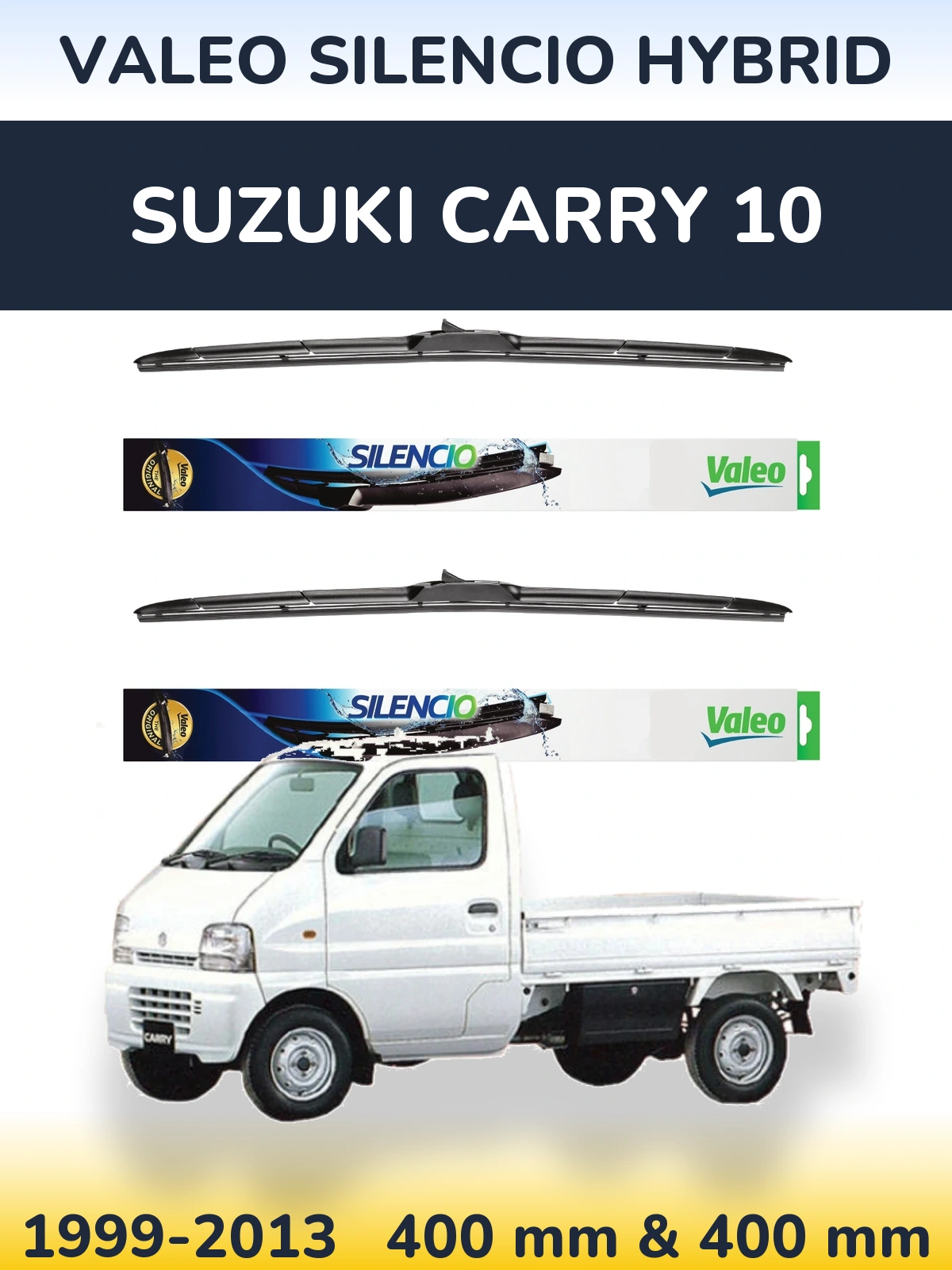 Sada předních stěračů Valeo Silencio Hybrid 400 a 400 mm pro Suzuki Carry 10 1999-2013