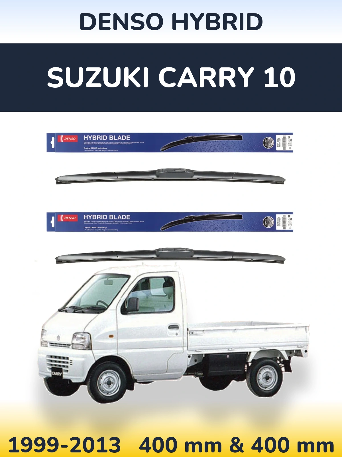 Sada předních stěračů Denso Hybrid 400 a 400 mm pro Suzuki Carry 10 1999-2013