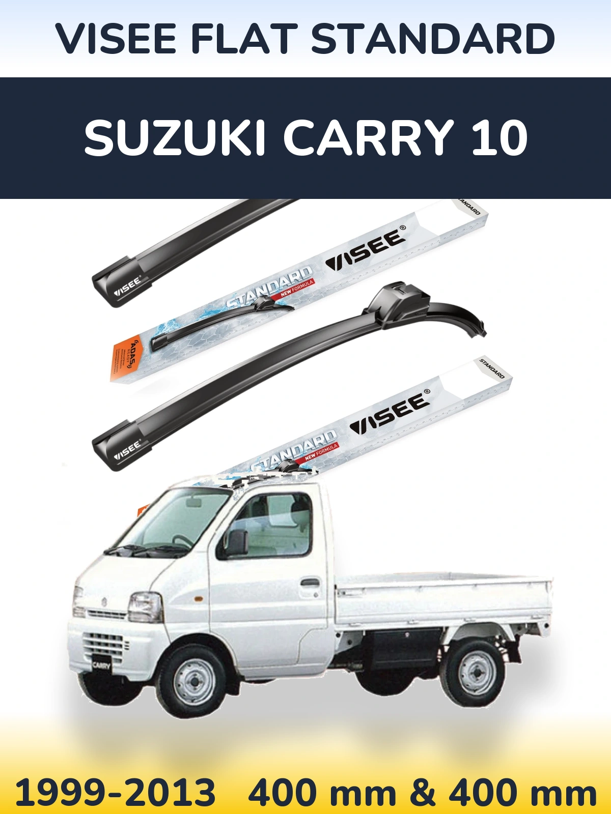Sada předních stěračů VISEE FLAT STANDARD 400 a 400 mm pro Suzuki Carry 10 1999-2013