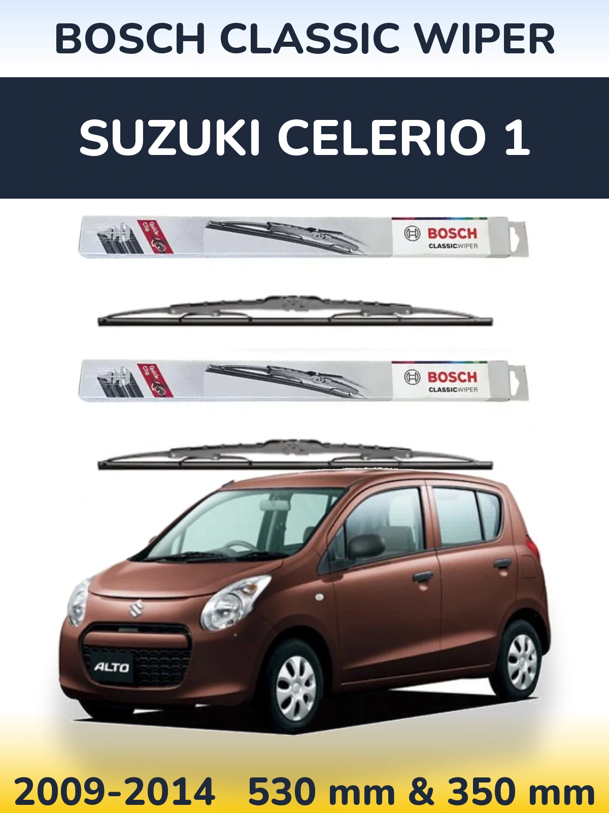 Комплект передніх щіток BOSCH Classic Wiper 530 & 340 мм для Suzuki Celerio 1 2009-2014