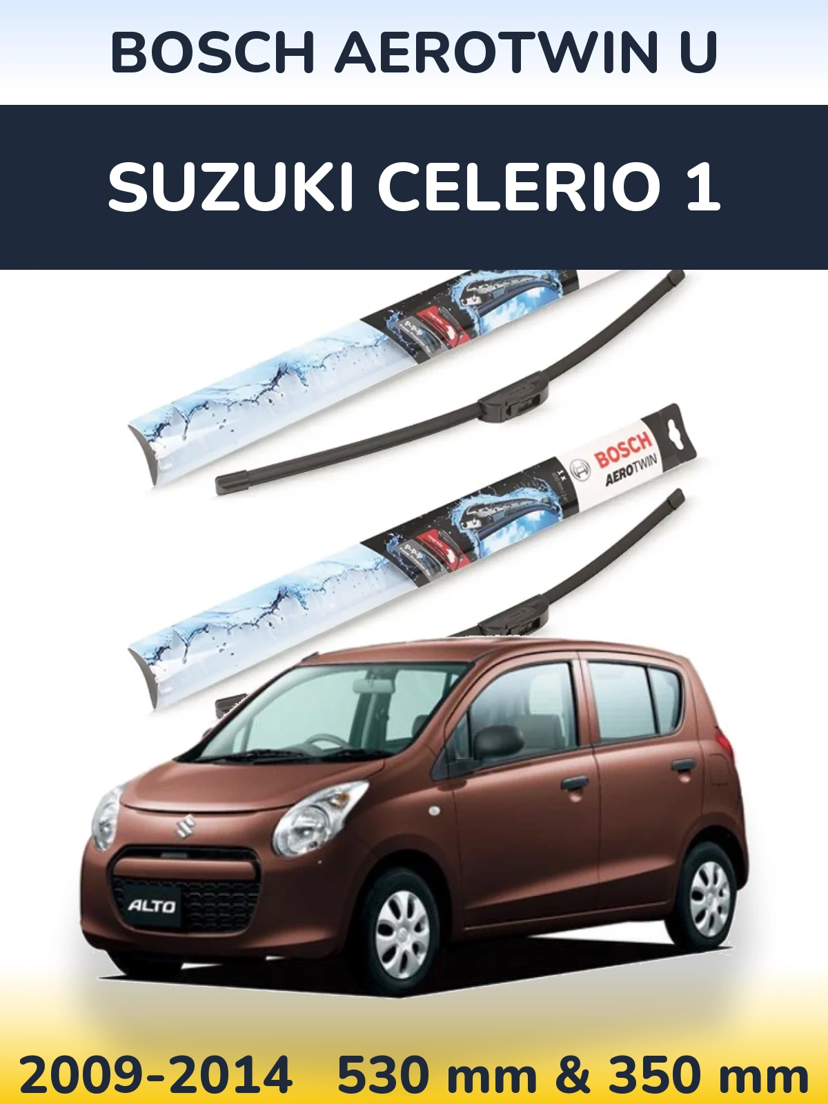 Sada předních stěračů BOSCH AeroTwin U 530 a 350 mm pro Suzuki Celerio 1 2009-2014