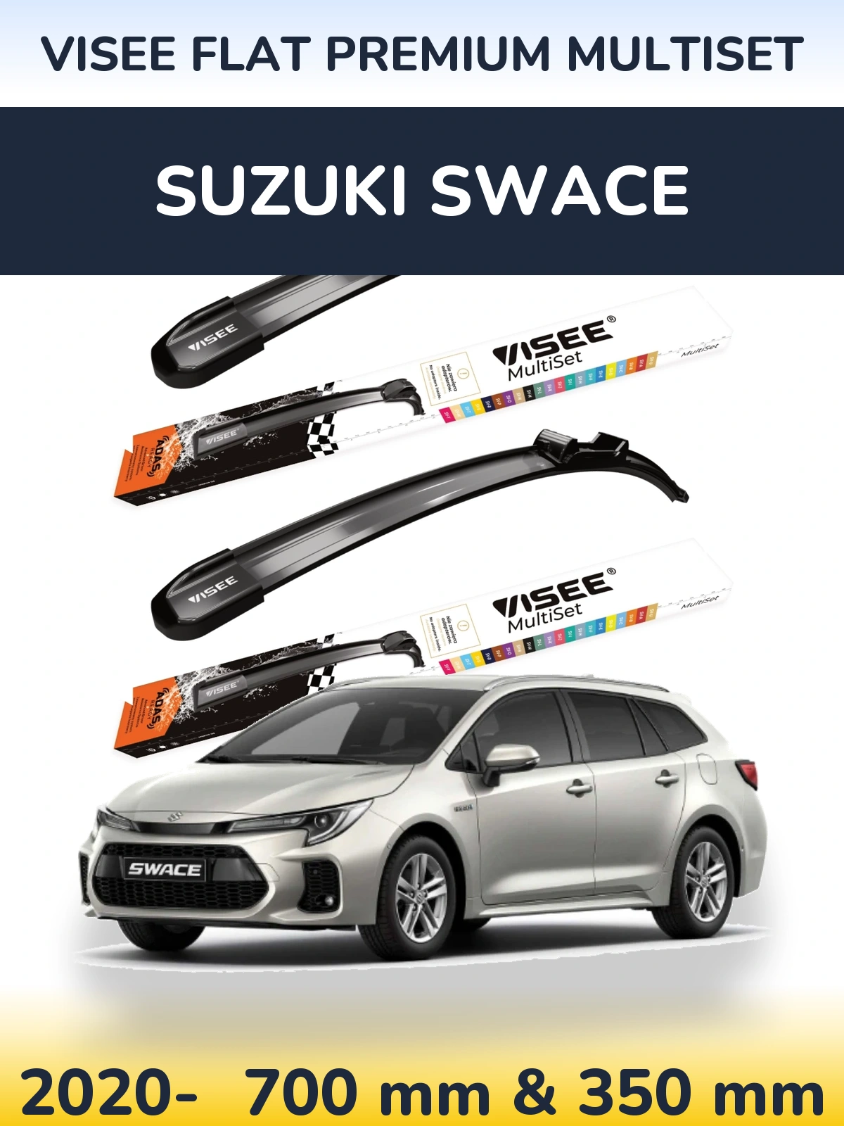 Sada předních stěračů VISEE FLAT PREMIUM MultiSet 700 a 350 mm pro Suzuki Swace 2020-2026