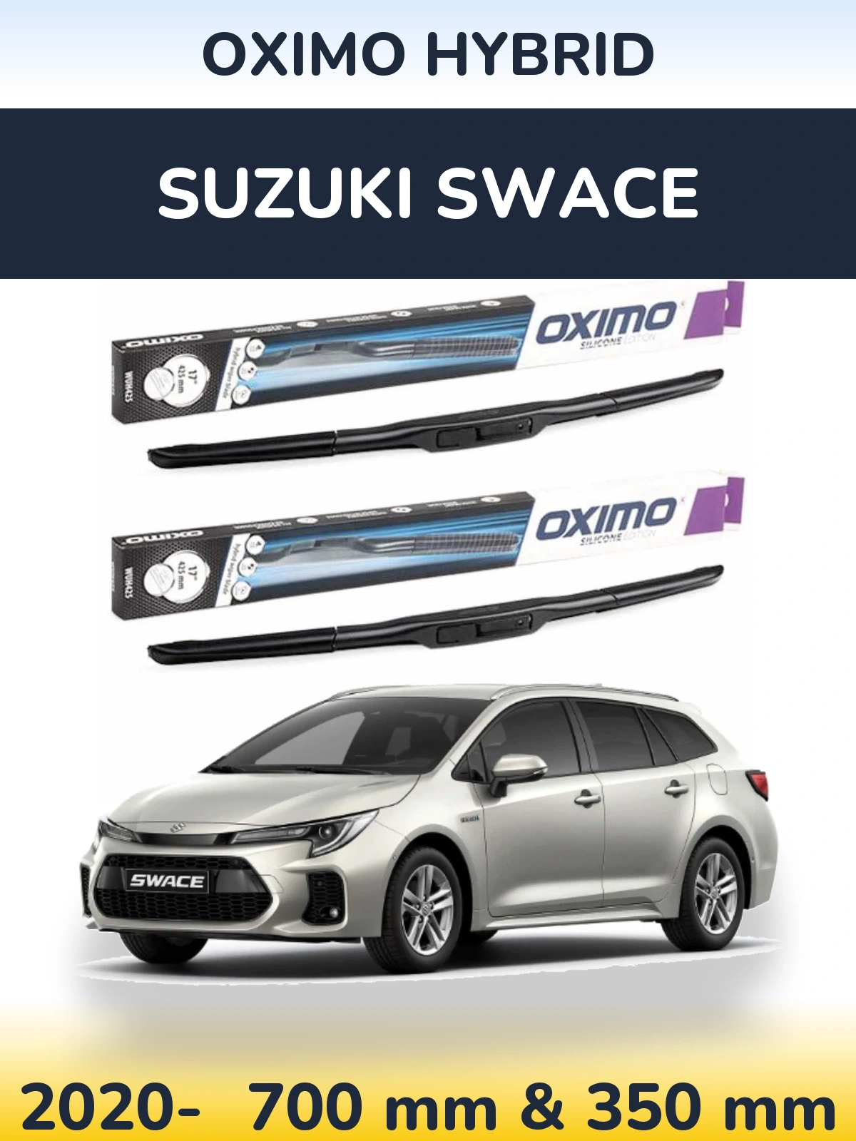 Sada předních stěračů Oximo Hybrid 700 a 350 mm pro Suzuki Swace 2020-2026